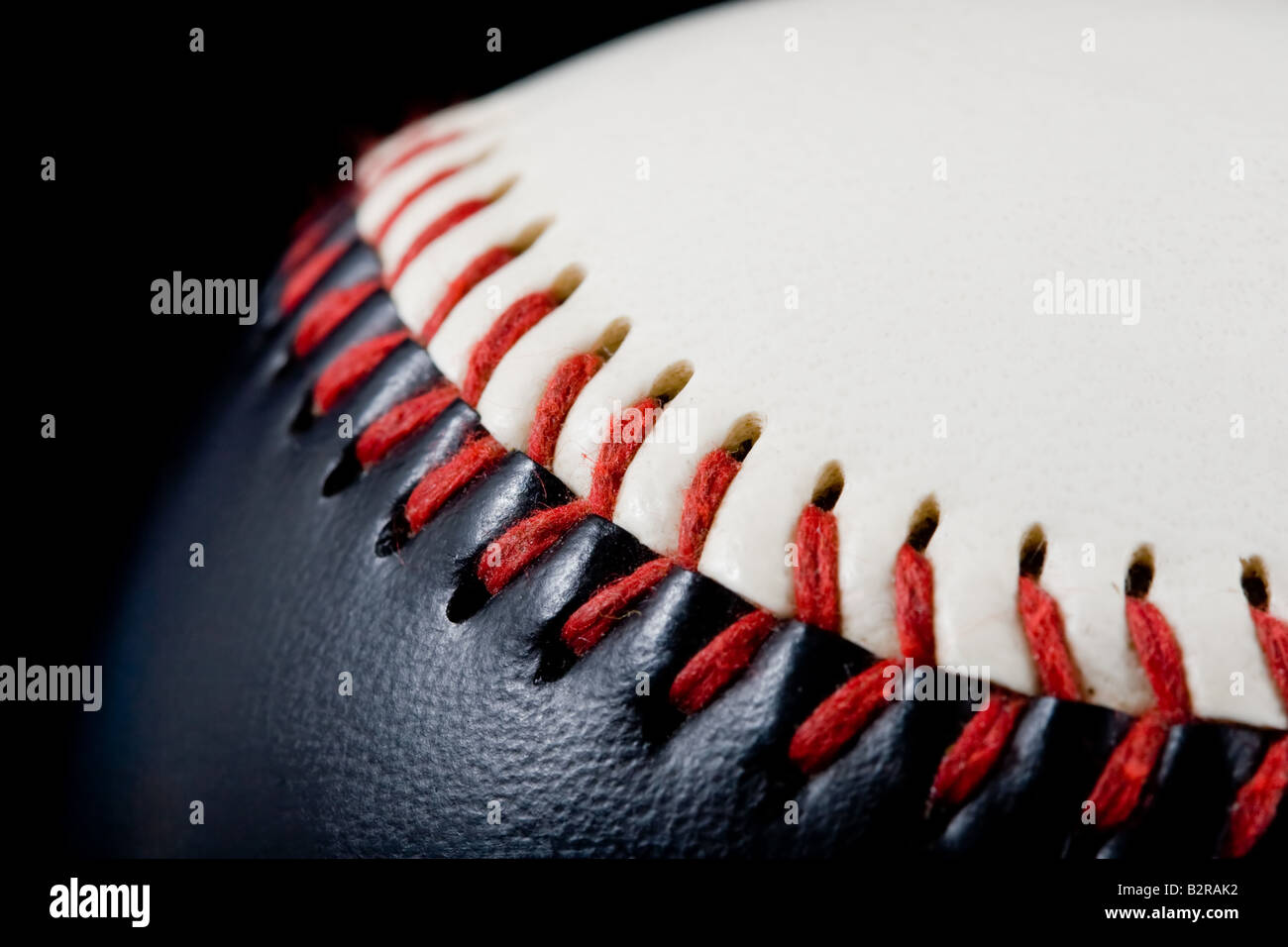 black and white american baseball macro shot Stock Photo