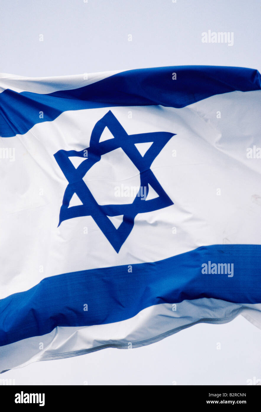 israeli flag blowing in wind Stock Photo