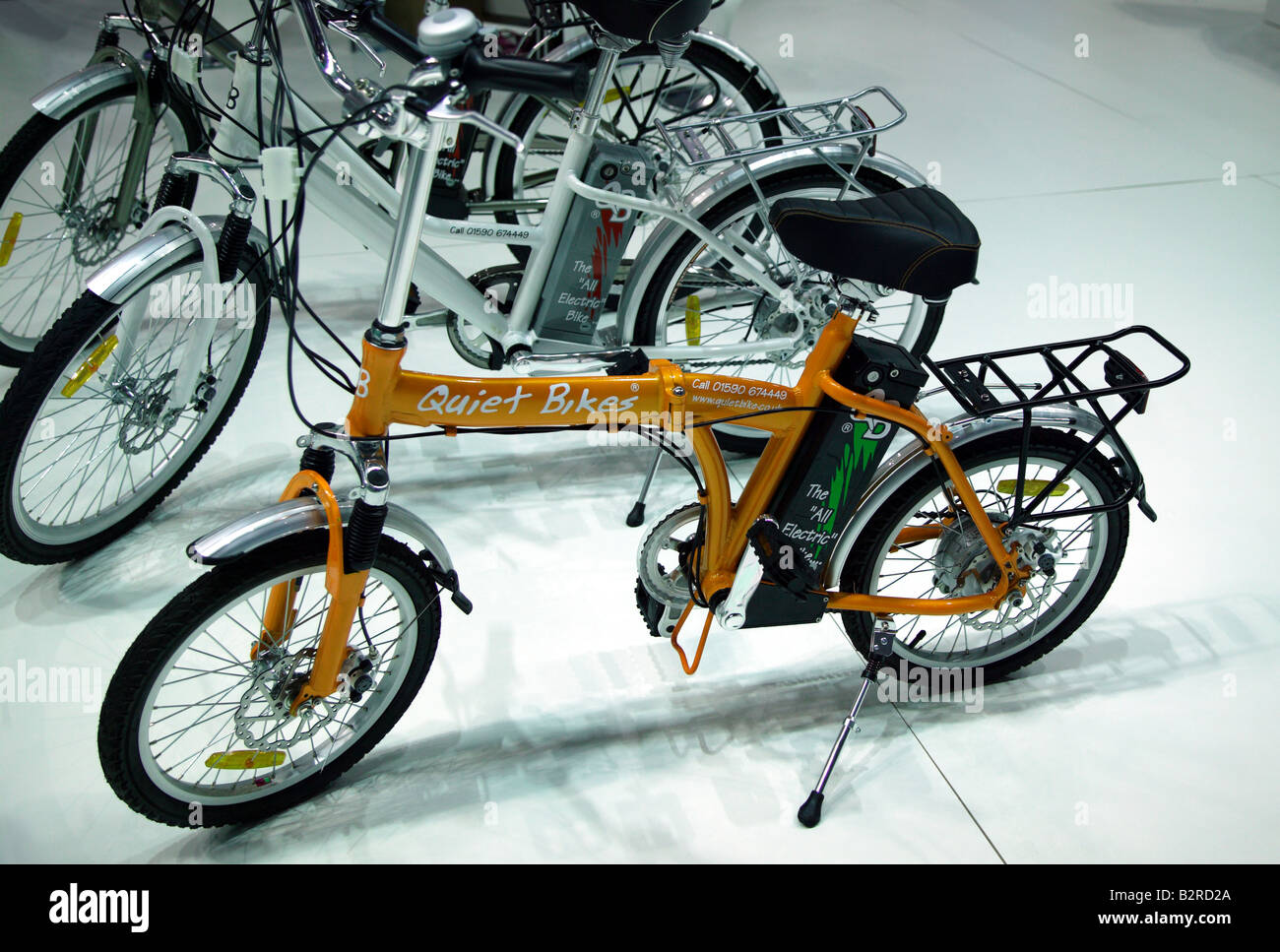 Foldable Electric bicycle on display at the 2008 London Motor Show Stock Photo
