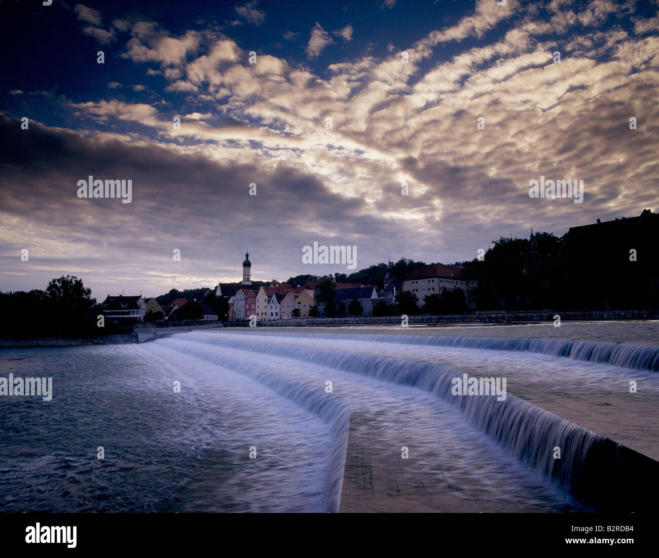 man made waterfall, landsberg bavaria germany Stock Photo