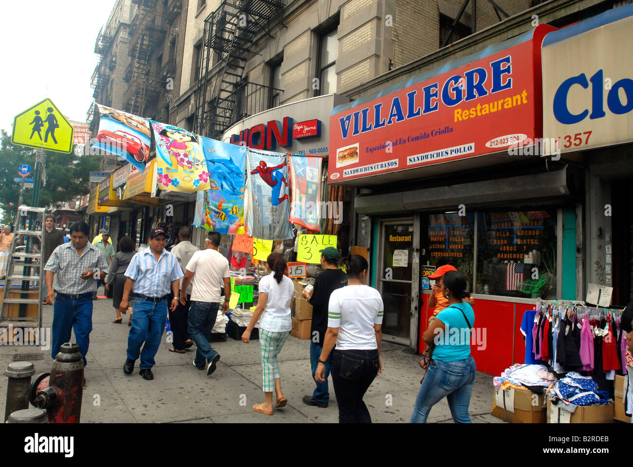 Businesses on St Nicholas Avenue in the primarily Dominican New York neighborhood of Washington Heights Stock Photo
