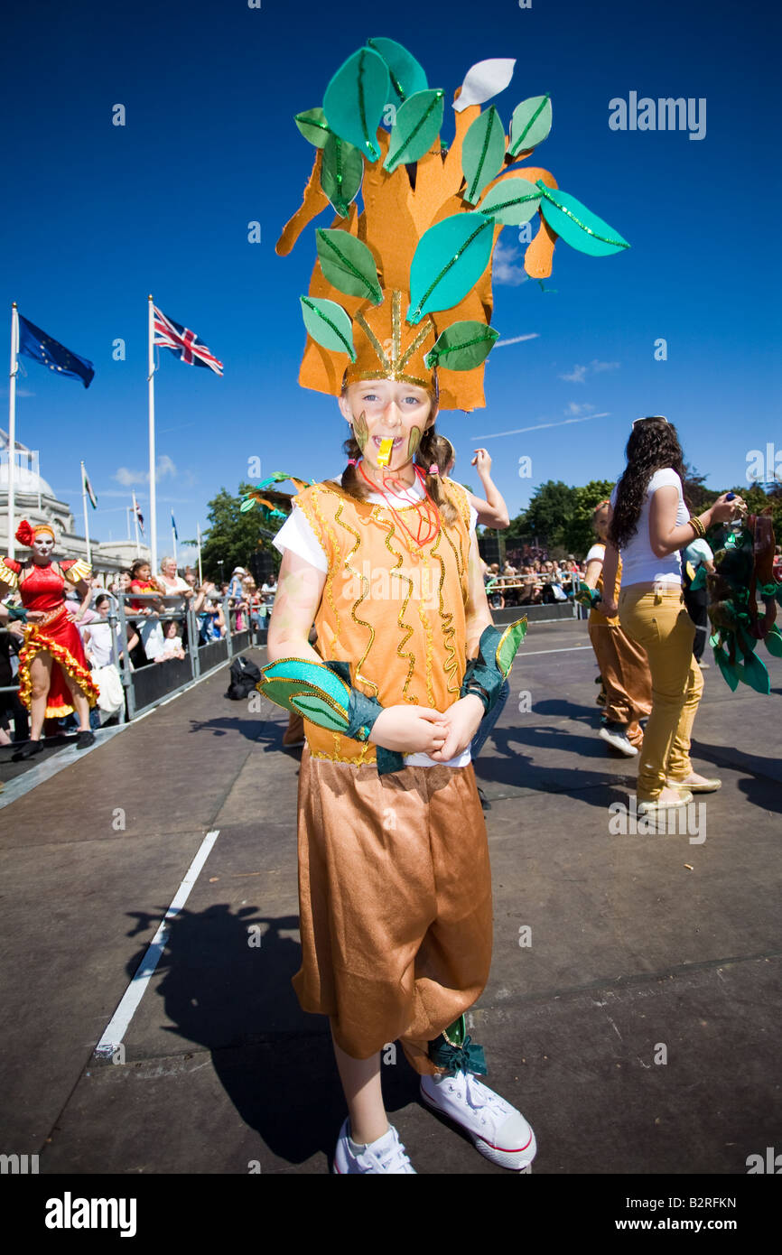 Performer taking part in the MAS carnival in Cardiff. Stock Photo