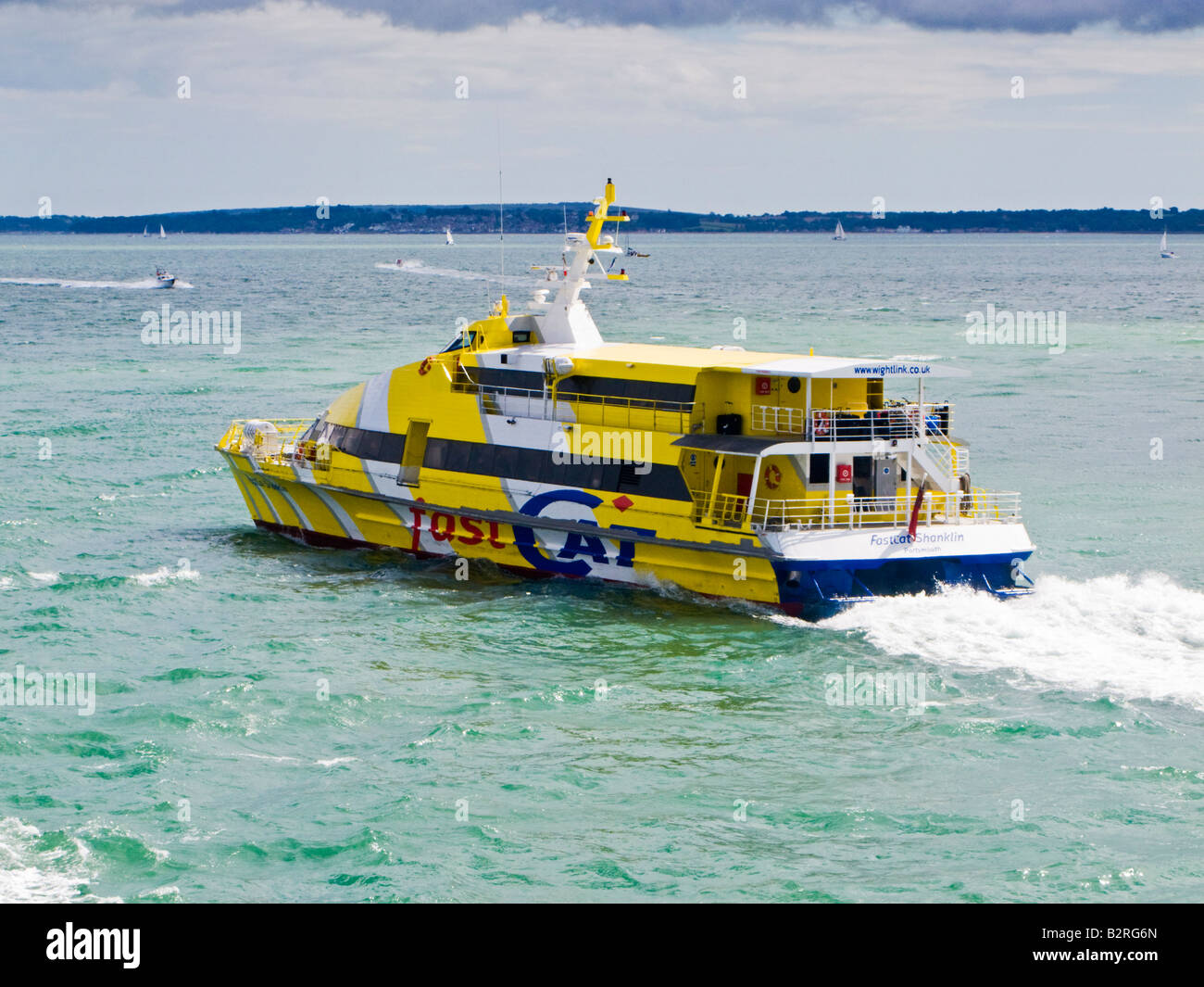 Wightlink FastCat catamaran sailing to the Isle of Wight UK Stock Photo