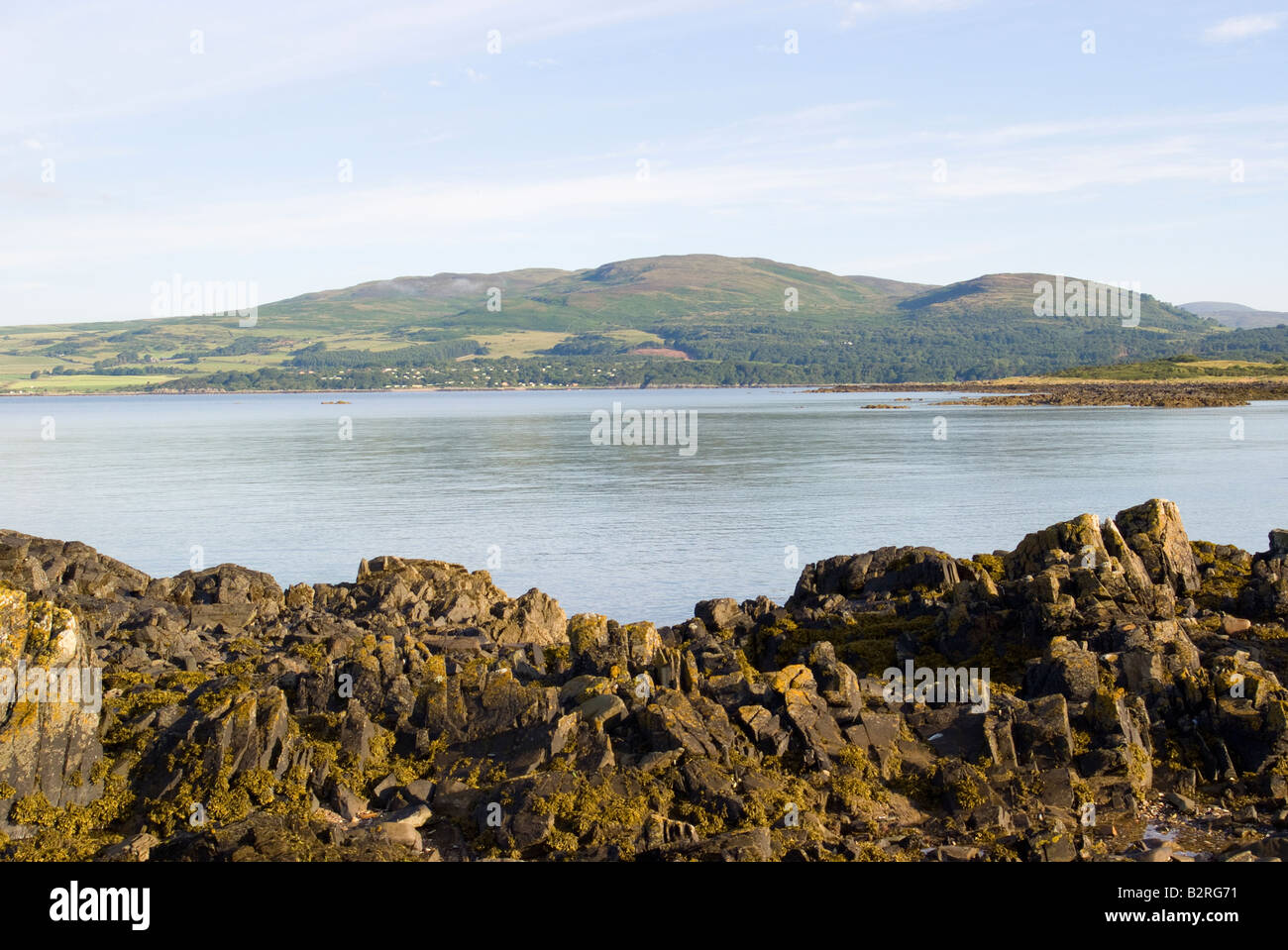 Early Morning Sunshine Across Wigtown Bay towards The Machars from Carrick Dumfries and Galloway Scotland United Kingdom UK Stock Photo