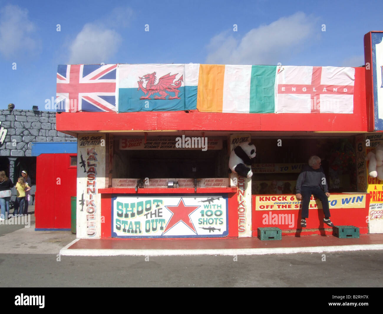 games stalls at rhyl fairground, north wales Stock Photo
