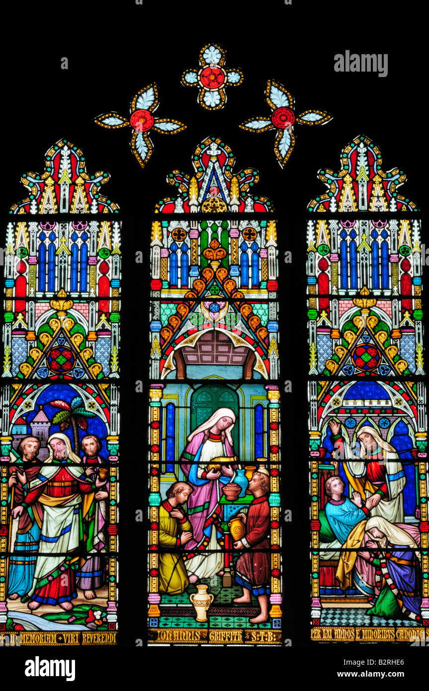 Stained Glass Window, Ely Cathedral, Cambridgeshire England UK Stock