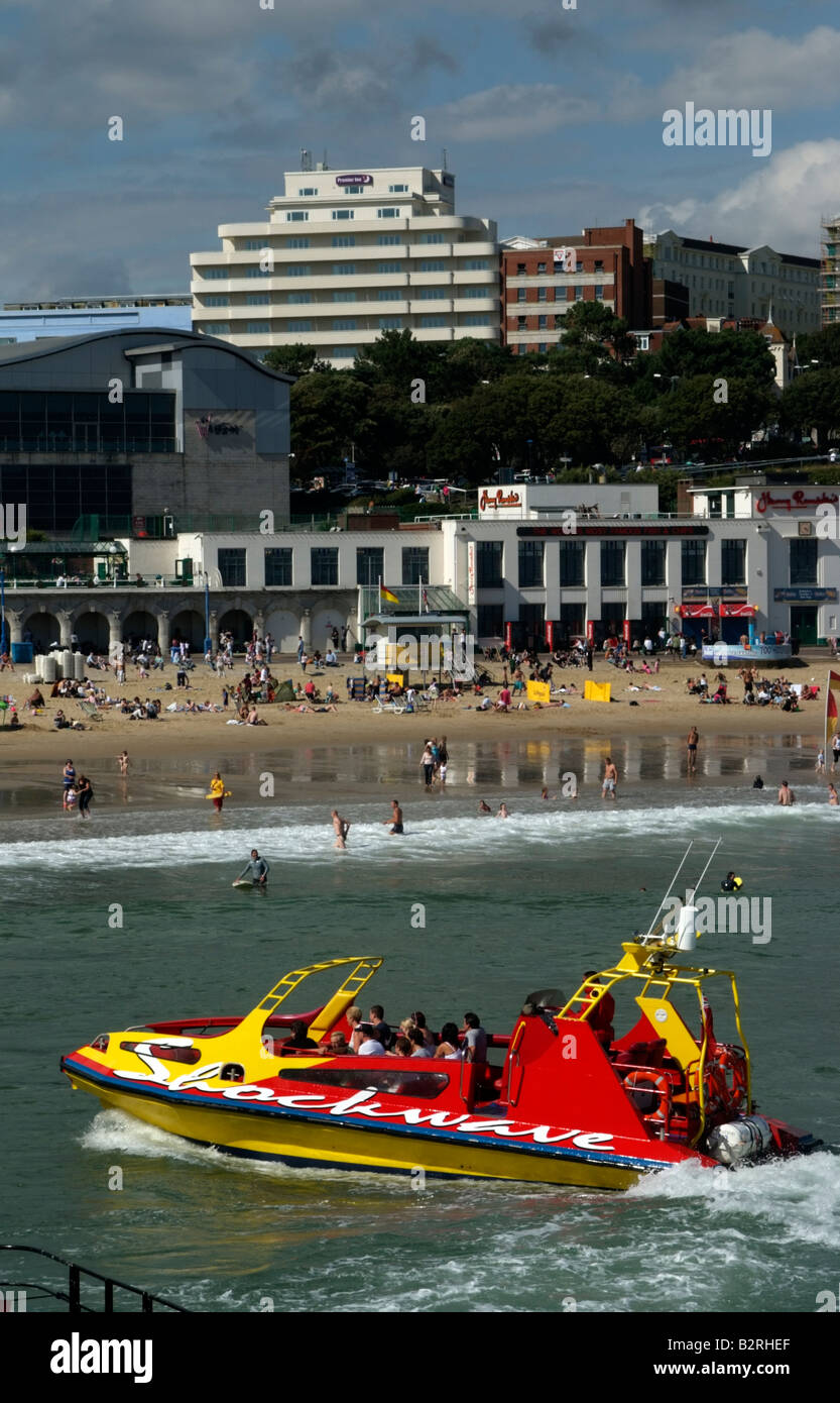 Shockwave speedboat ride of the beach at Bournemouth southern England ...