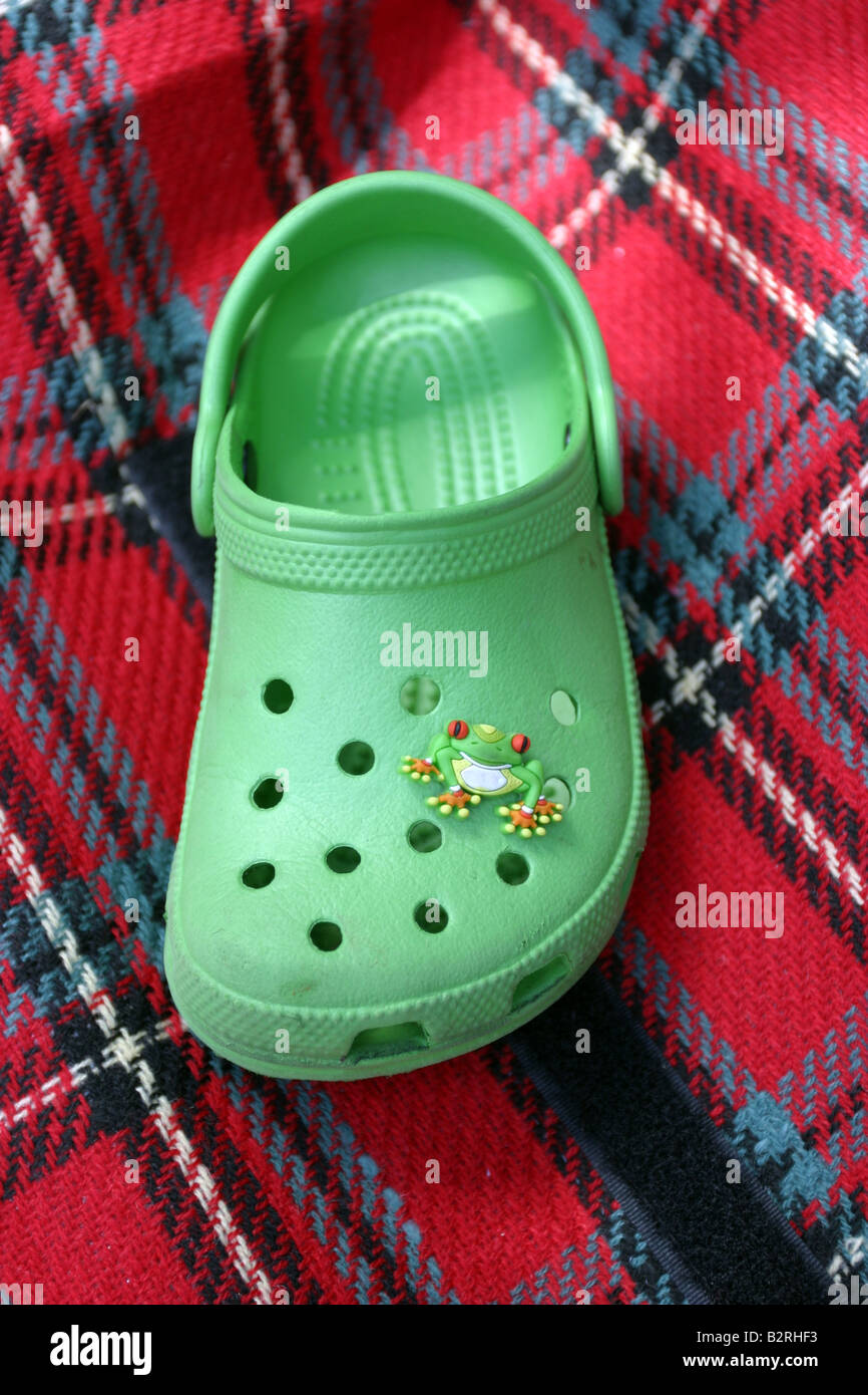 Green Croc shoe Stock Photo