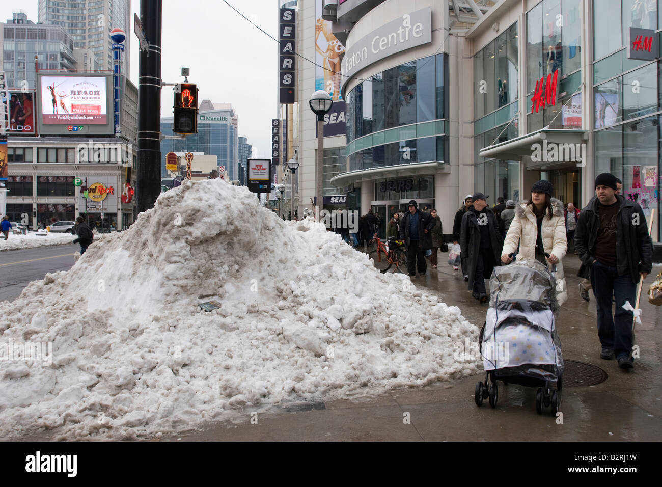 Eaton Centre snowdrift Youge Street Toronto Ontario Canada Stock Photo