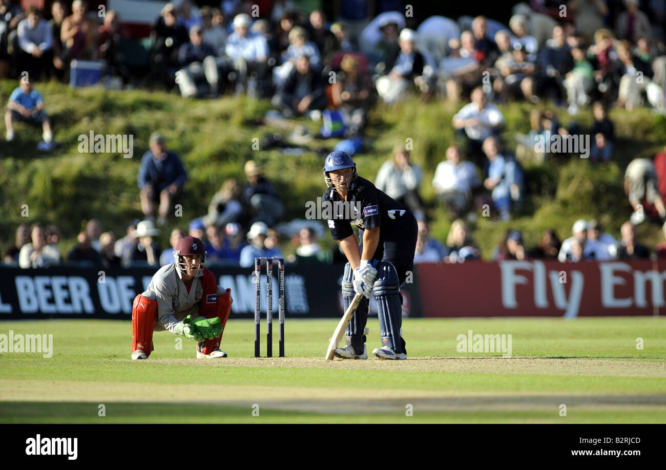 Sussex batsman Chris Adams takes his stance at the wicket against Somerset at the Arundel Castle