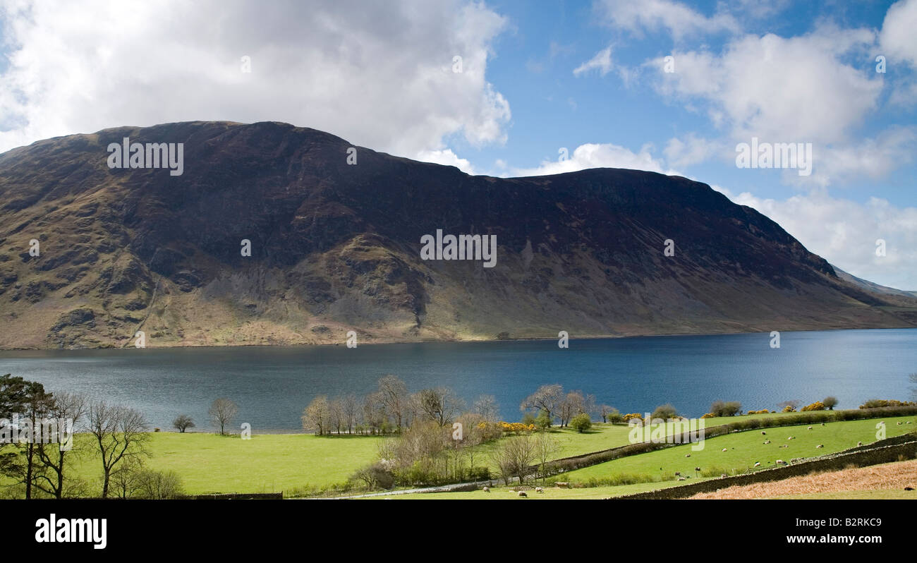 View of Crummock Water with Melbreak Mountain Fell from High Rannerdale