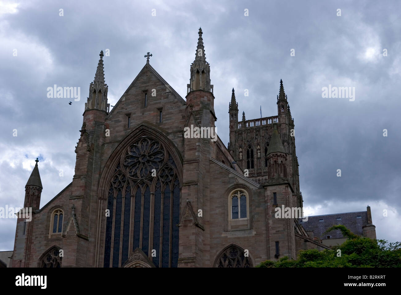 Worcester cathedral beneath an overcast sky Stock Photo