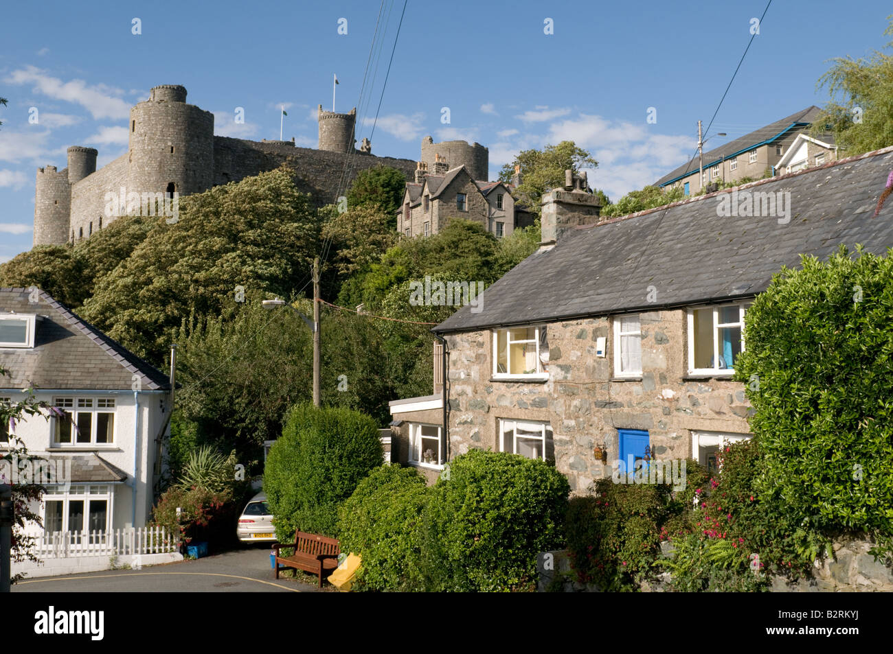 Cottages And Houses Below Harlech Castle Snowdonia Gwynedd North