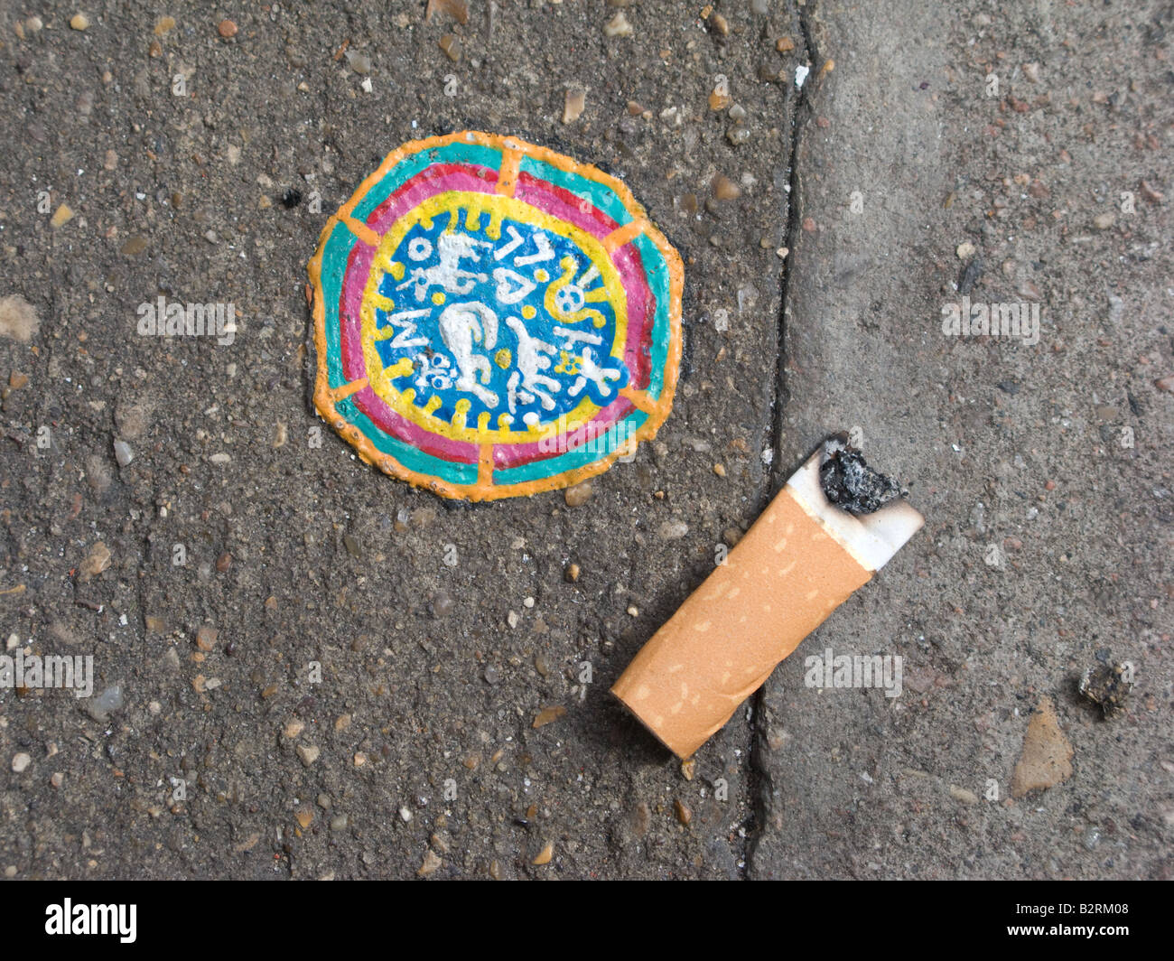 Street Art: Chewing Gum Painting on a London pavement Stock Photo