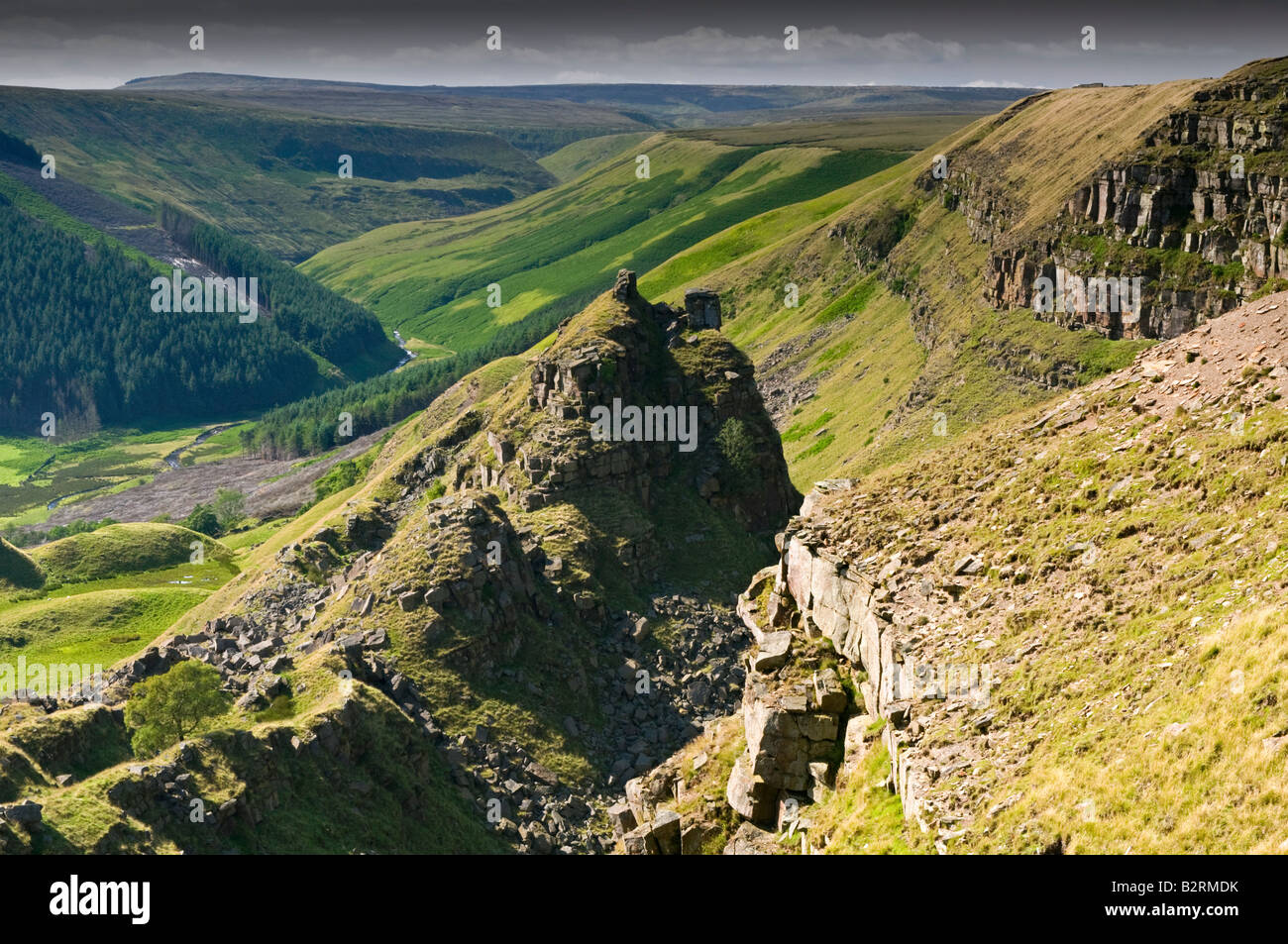 The Tower & Alport Castles, Alport Dale, Peak District National Park, Derbyshire, England, UK Stock Photo