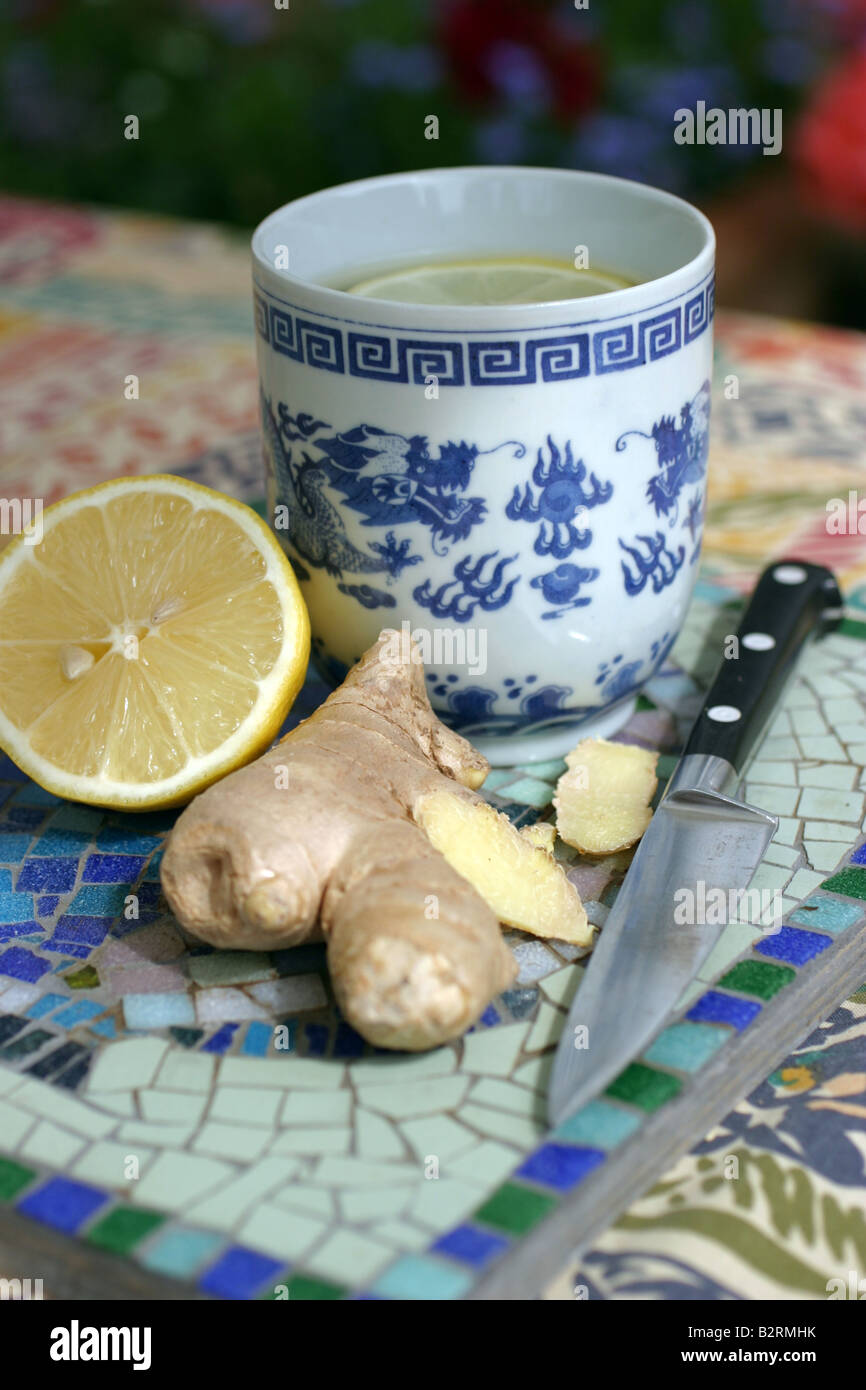 lemon ginger tea herbal tea health Stock Photo