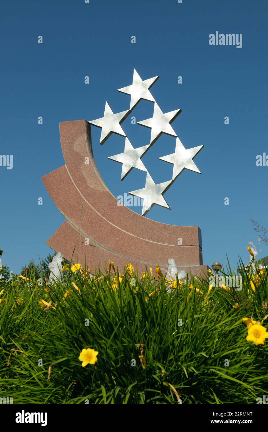 Edmundston New Brunswick with the six stars representing the Republic of Madawaska Stock Photo