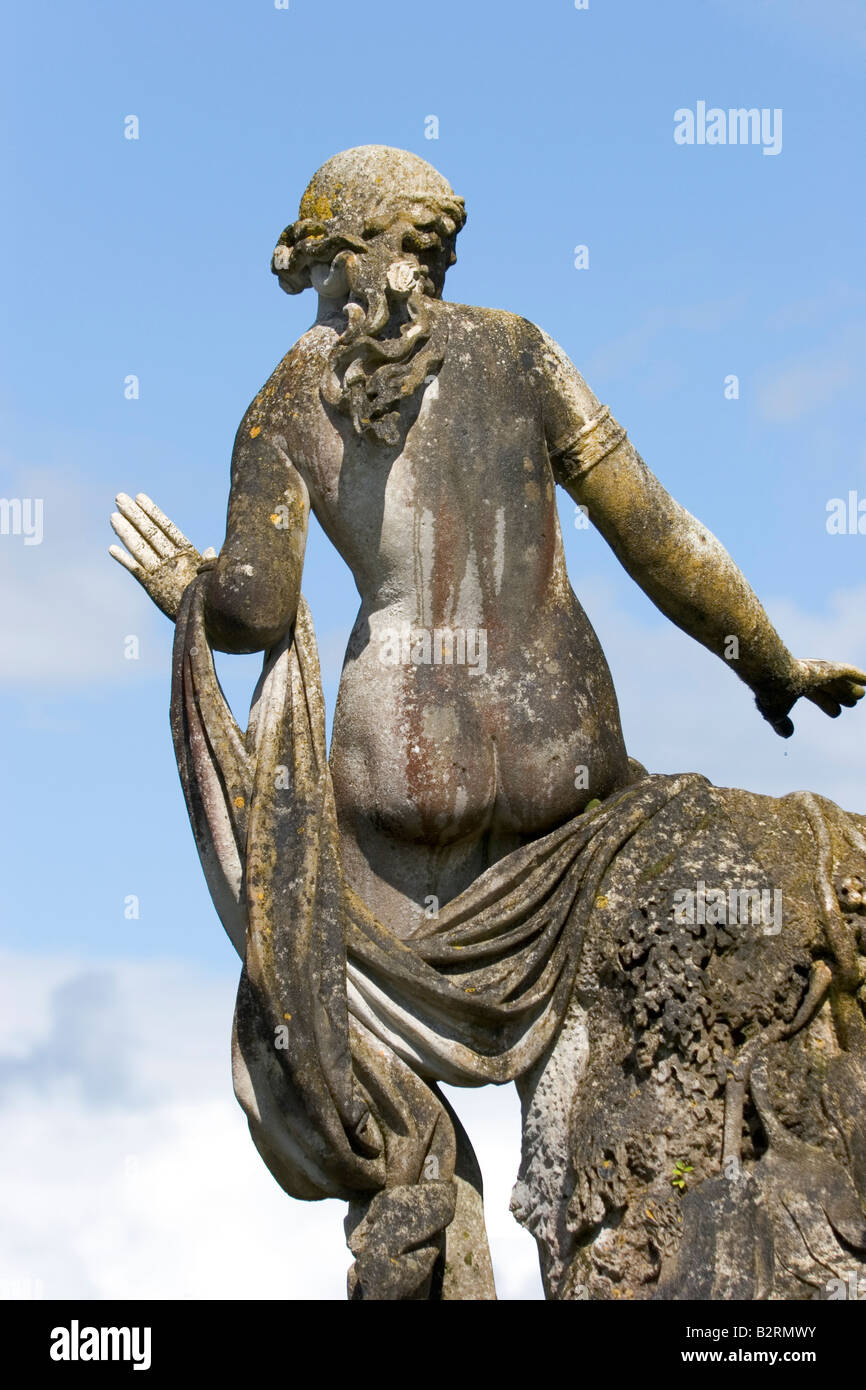 A decorative statue of a nude female with corrosion Stock Photo