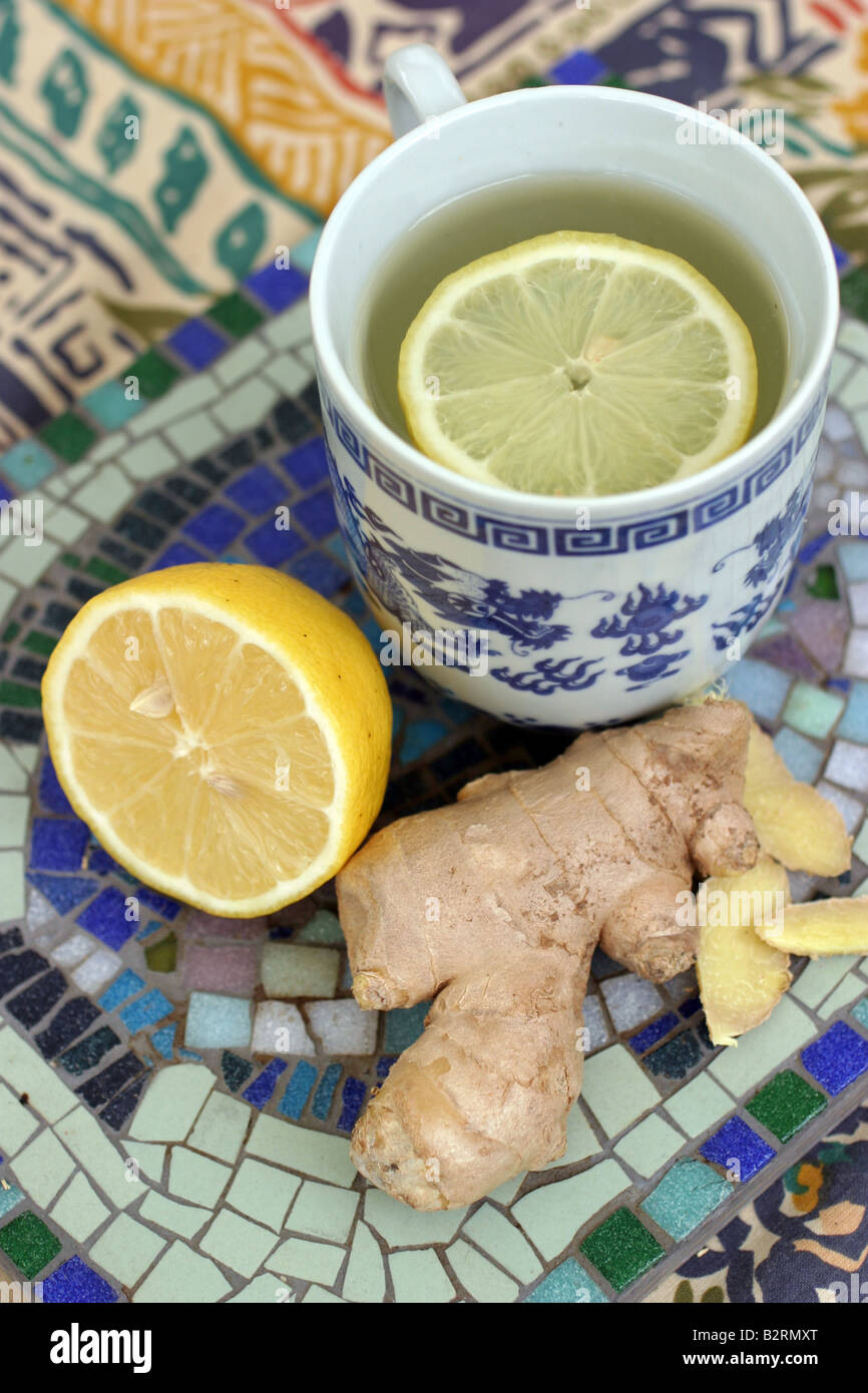 lemon ginger tea herbal tea health Stock Photo