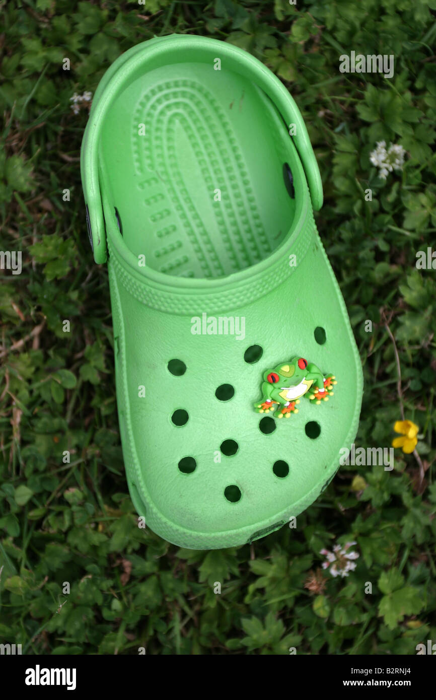 Green Croc shoe Stock Photo - Alamy