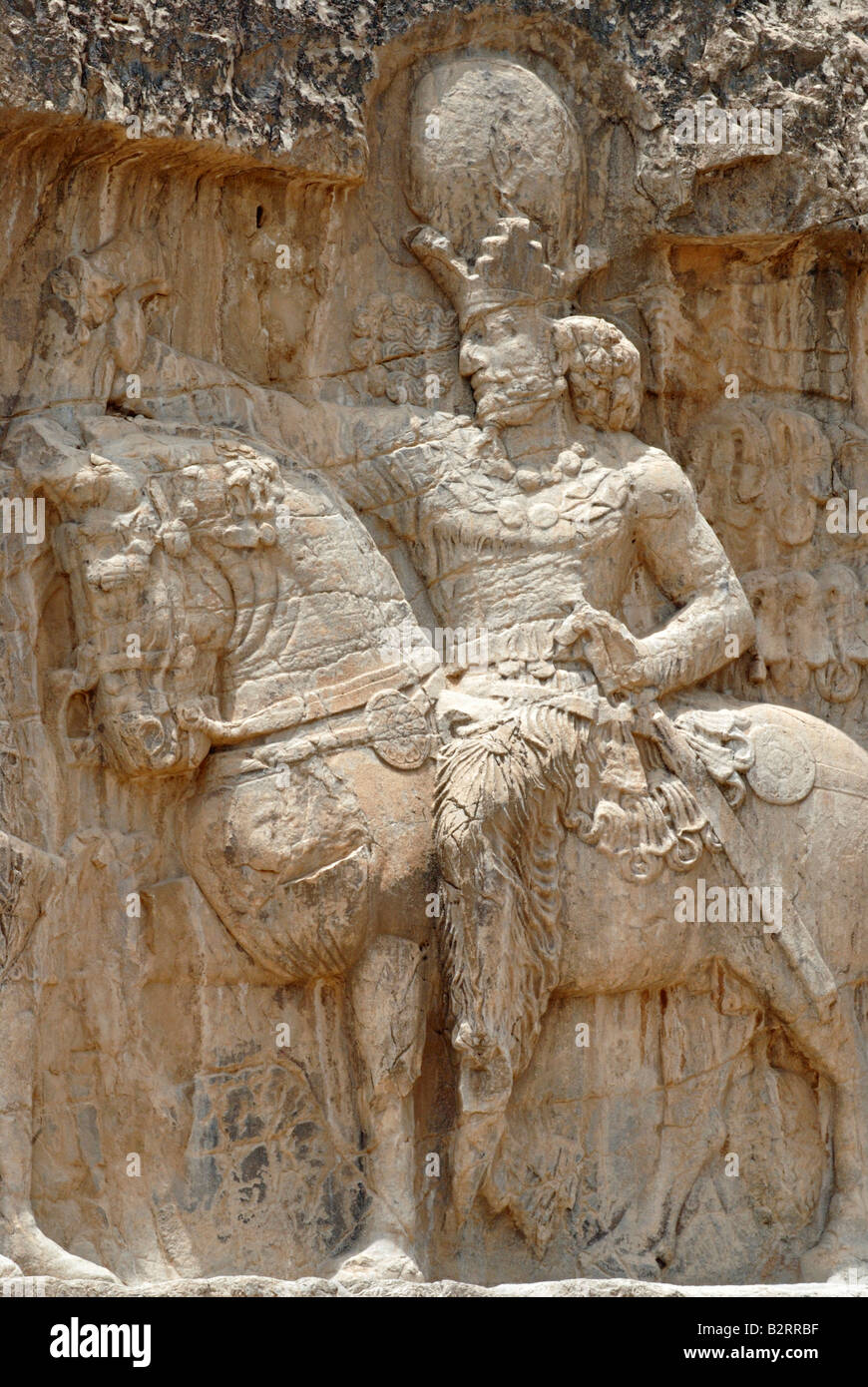 Naqsh-e Rustam - King on horse Stock Photo