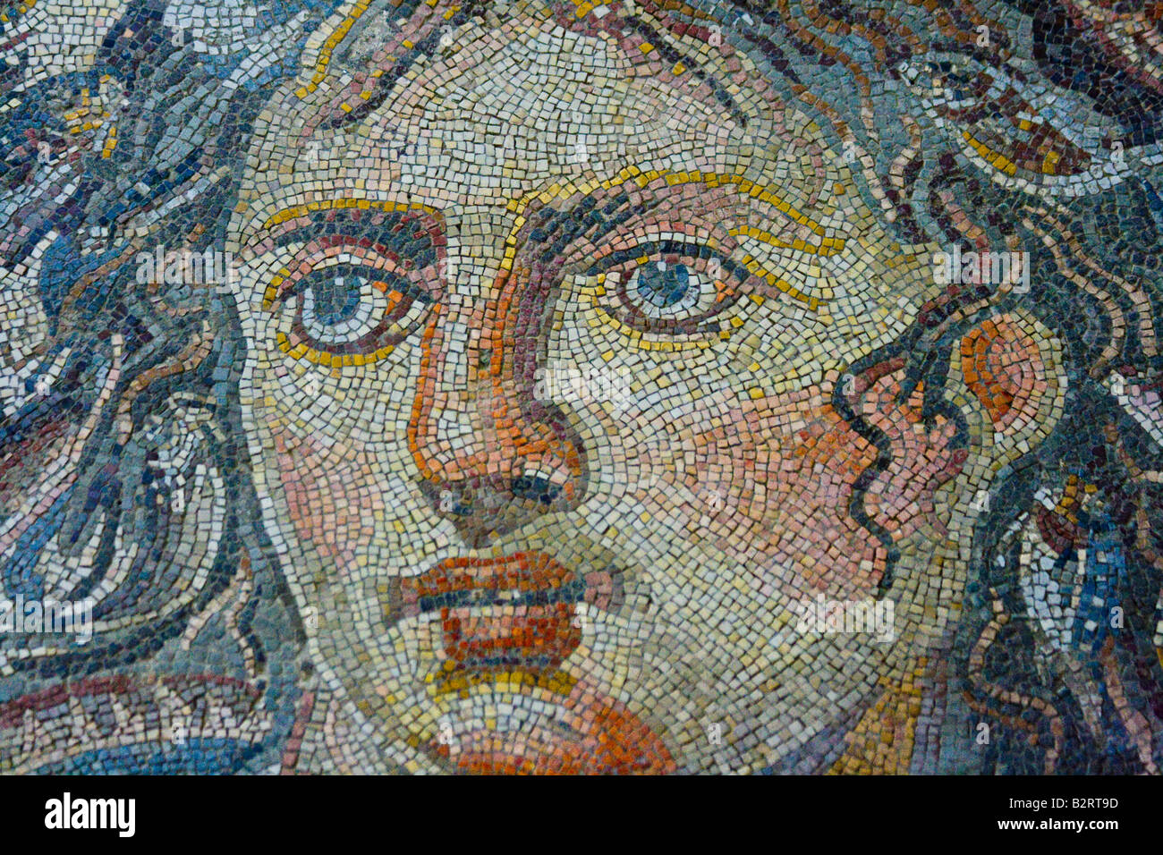Thetys Mosaic at Museum in Shahba Syria Stock Photo