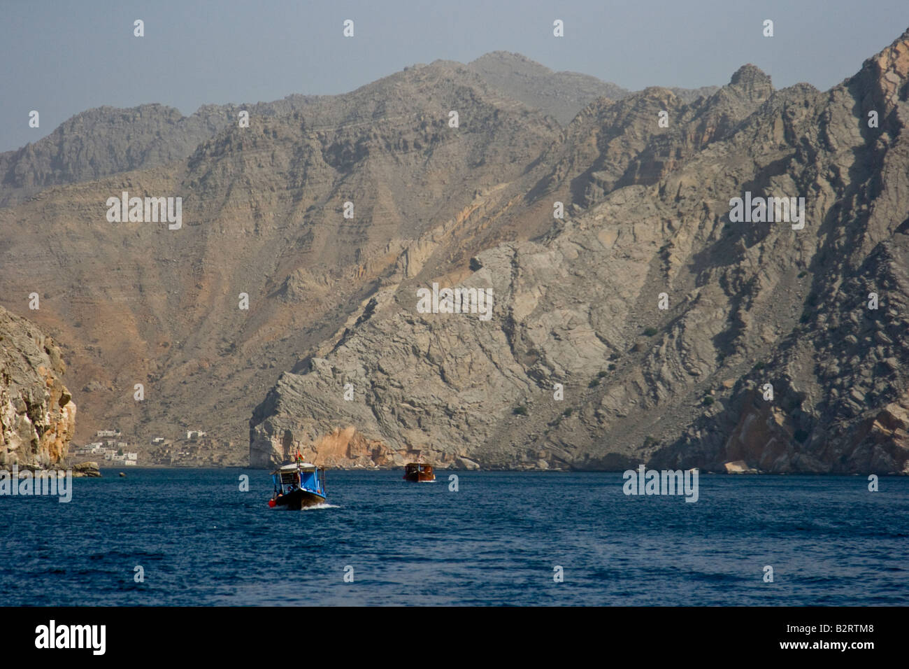 Daylong Boat Tour on the Musandam Peninsula in Oman Stock Photo