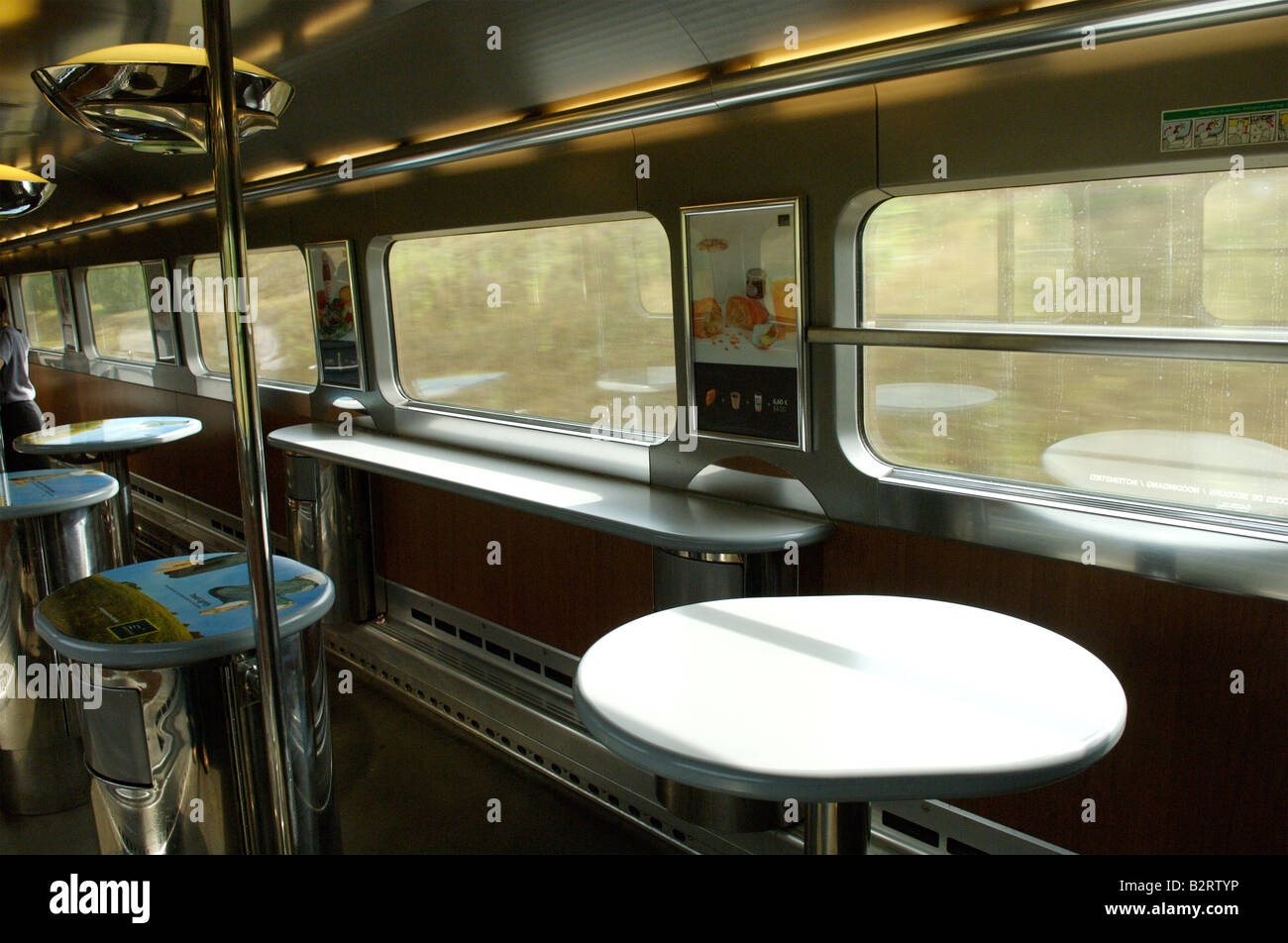 The interior of the buffet car on the Eurostar train Stock Photo Alamy