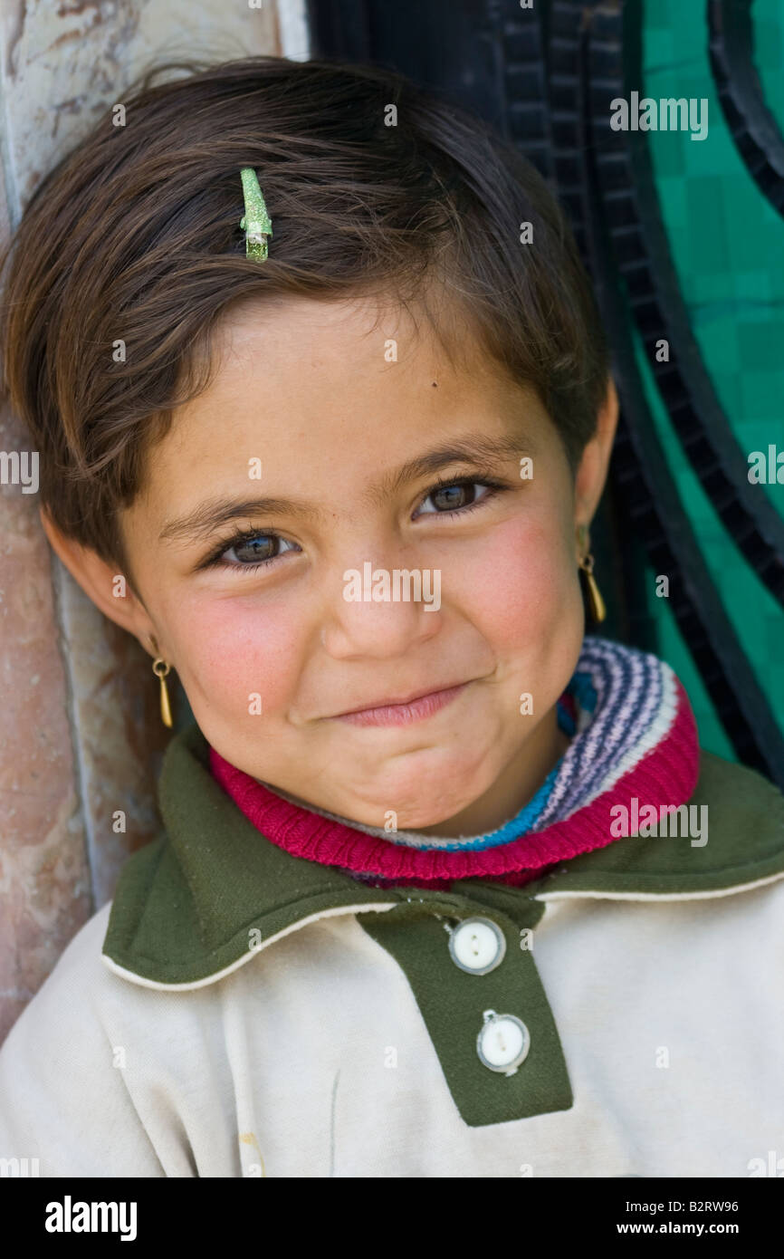 Smiling Local Girl in Apamea Syria Stock Photo