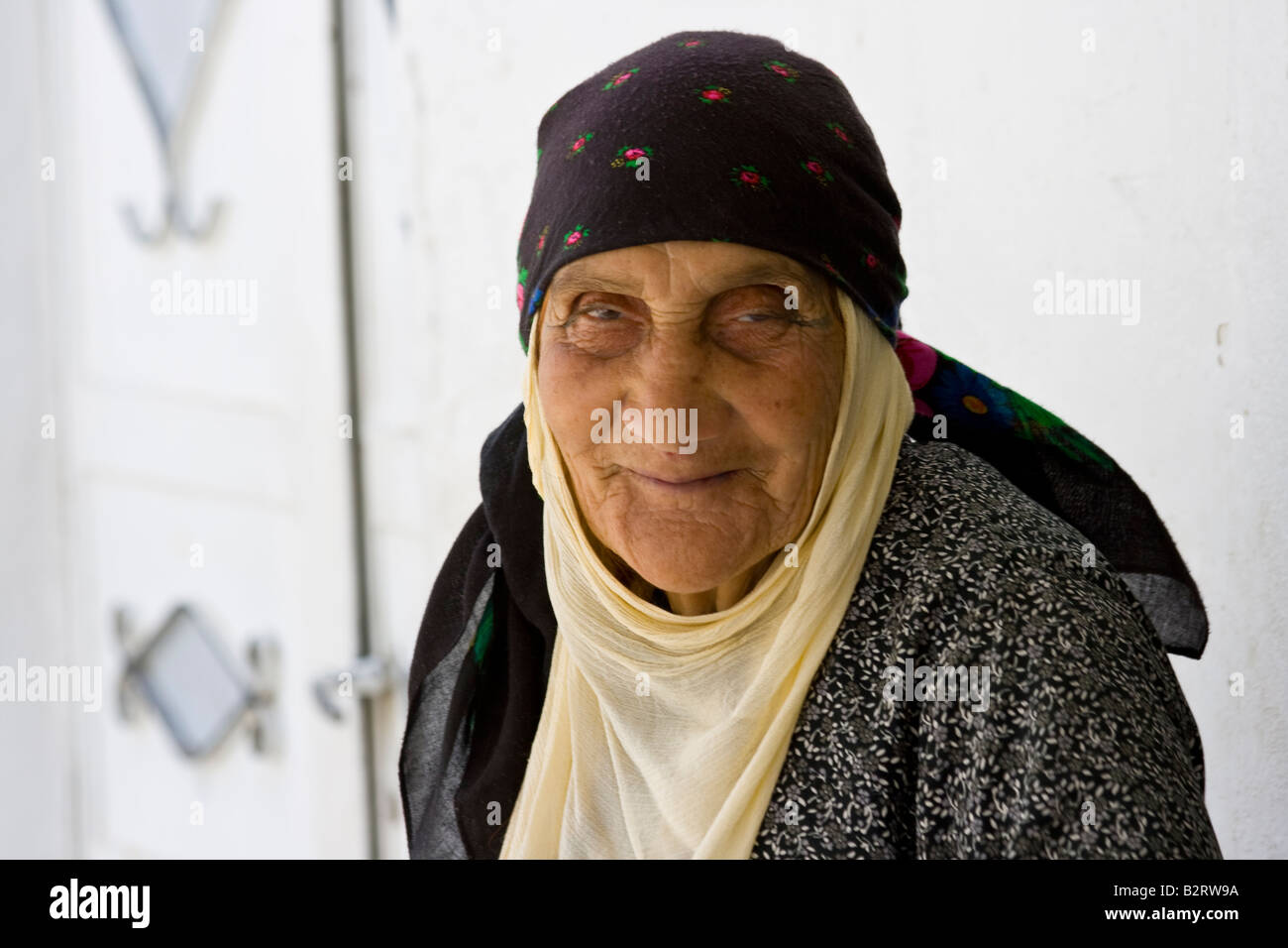 Elderly Syrian Woman in Apamea Syria Stock Photo