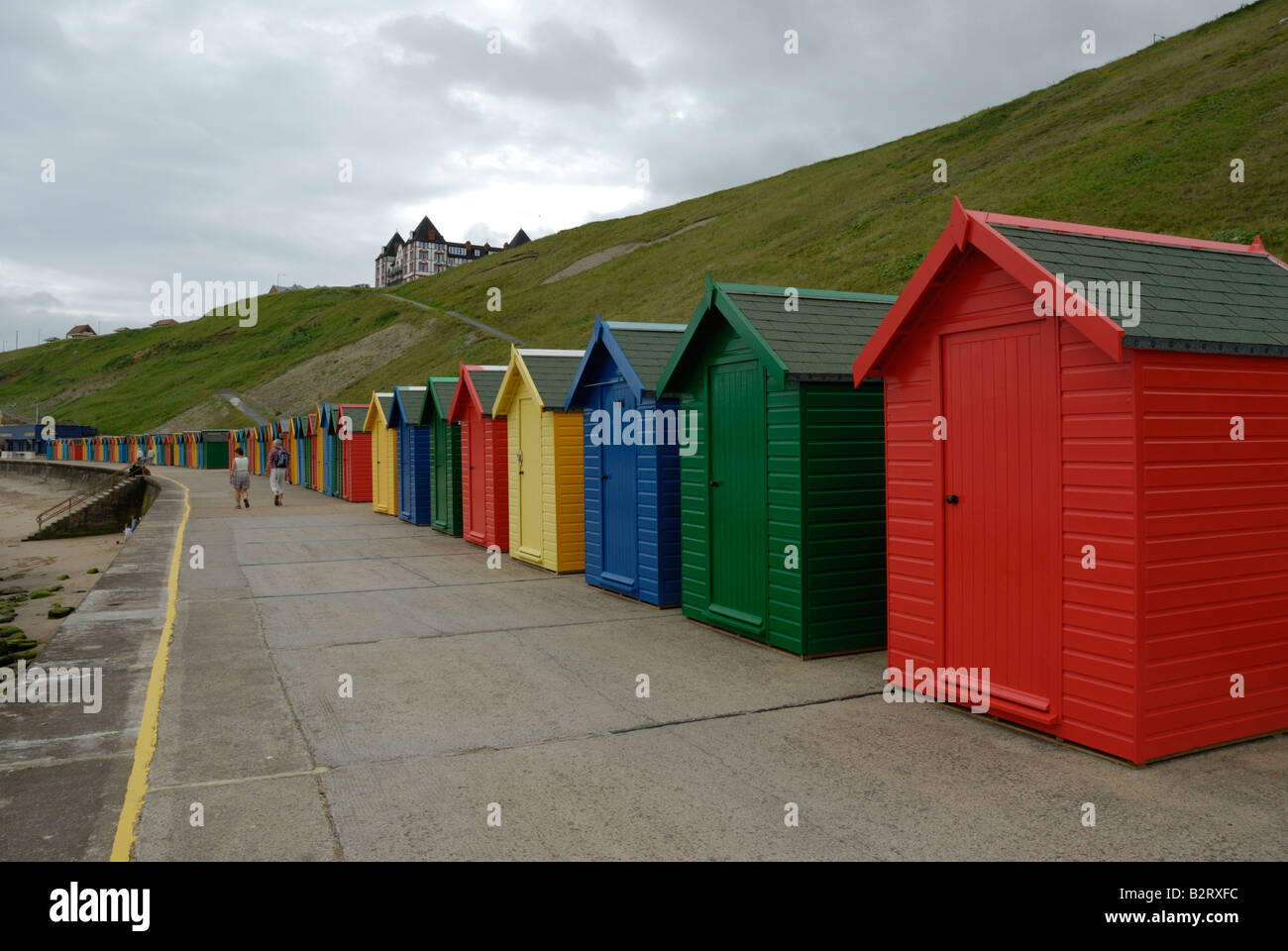 Beach huts Whitby Stock Photo