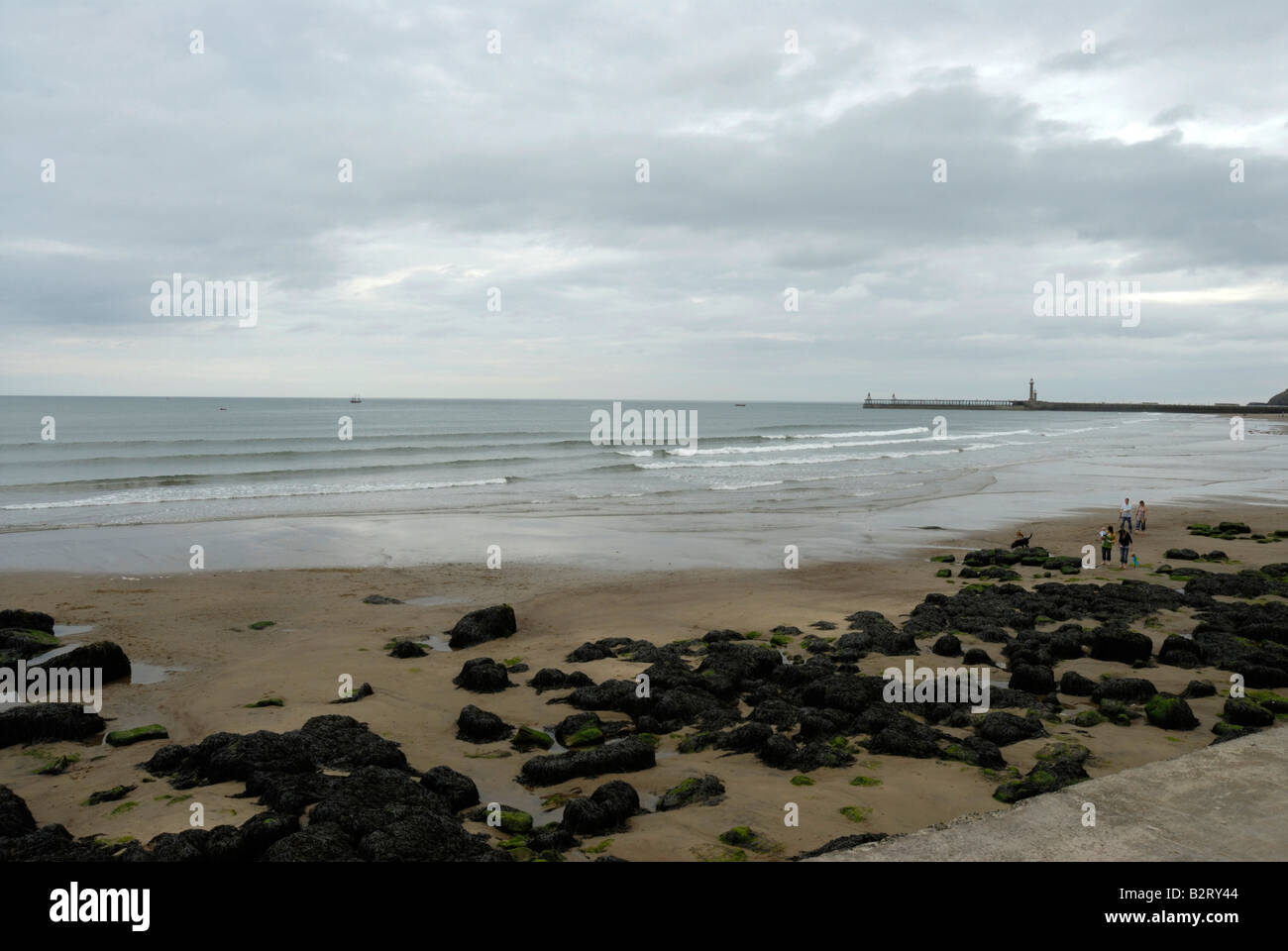 Whitby Harbour from Sandsend Stock Photo