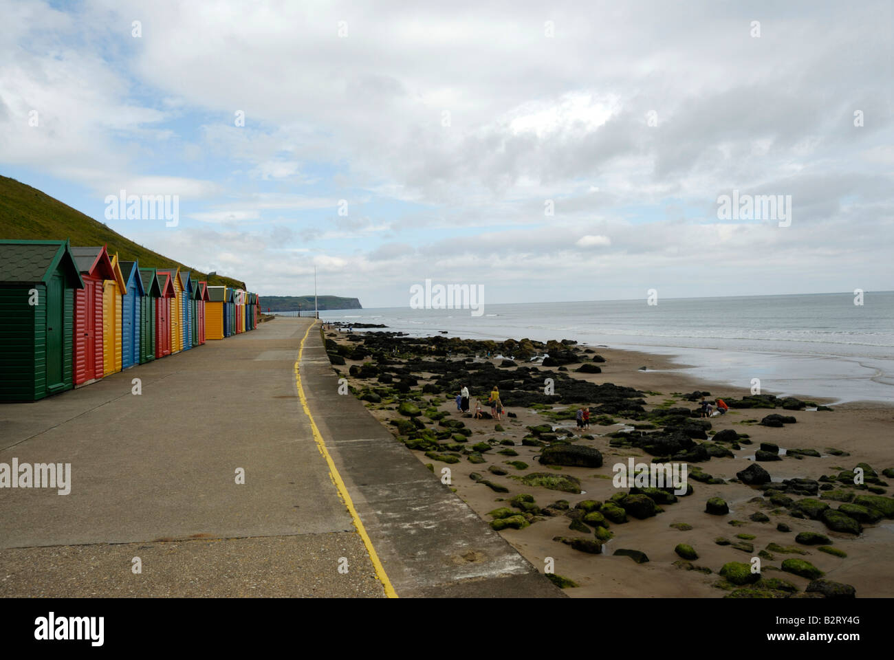 Beach huts Whitby Stock Photo