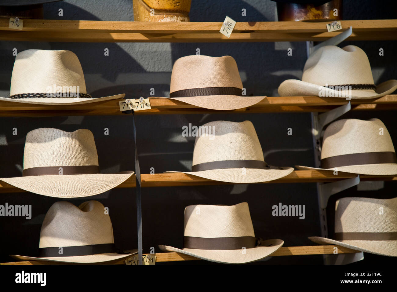 Handmade hats on display Stock Photo