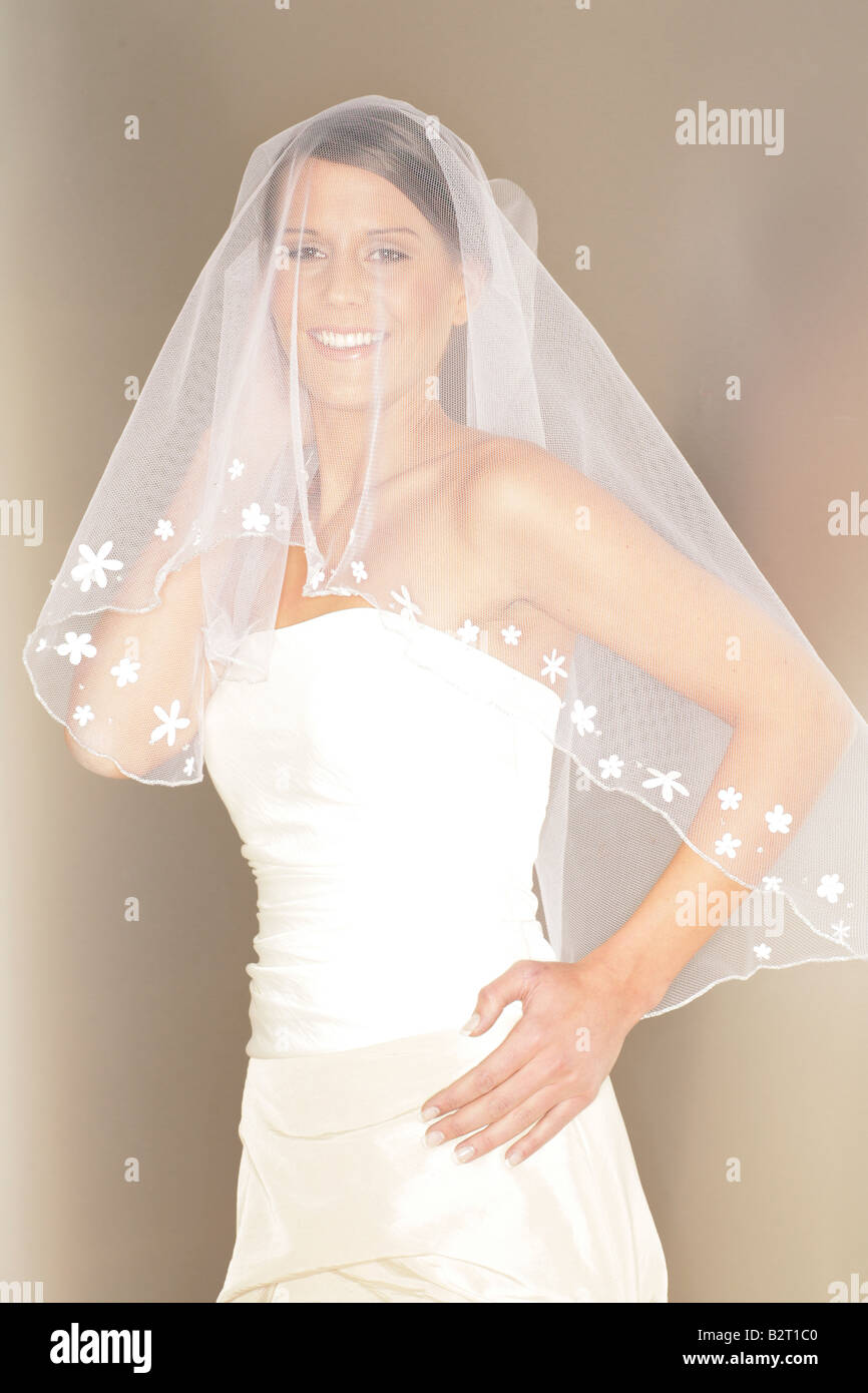 Young woman 24 years in bridal outfit Stock Photo