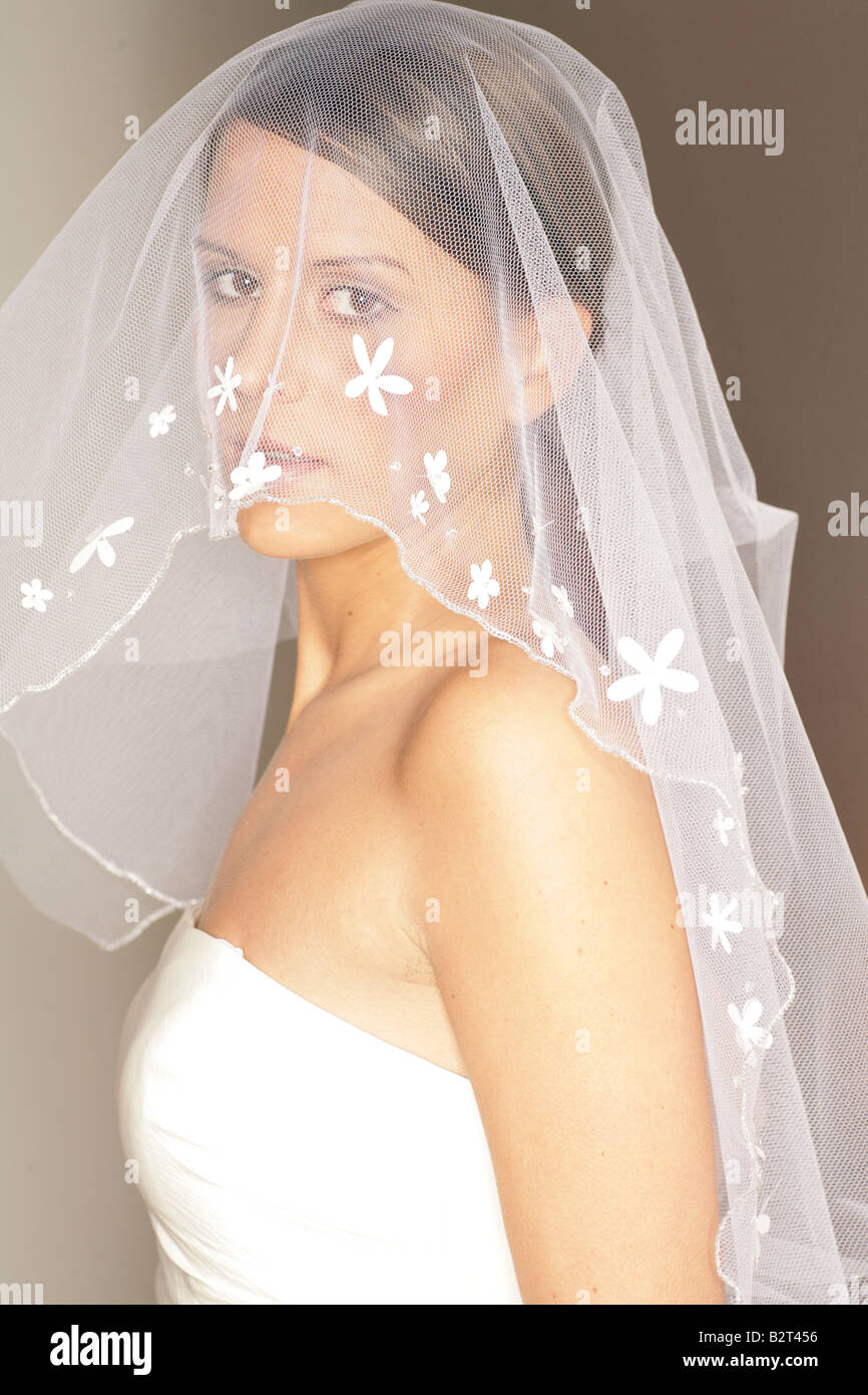Young woman 24 years in bridal outfit Stock Photo
