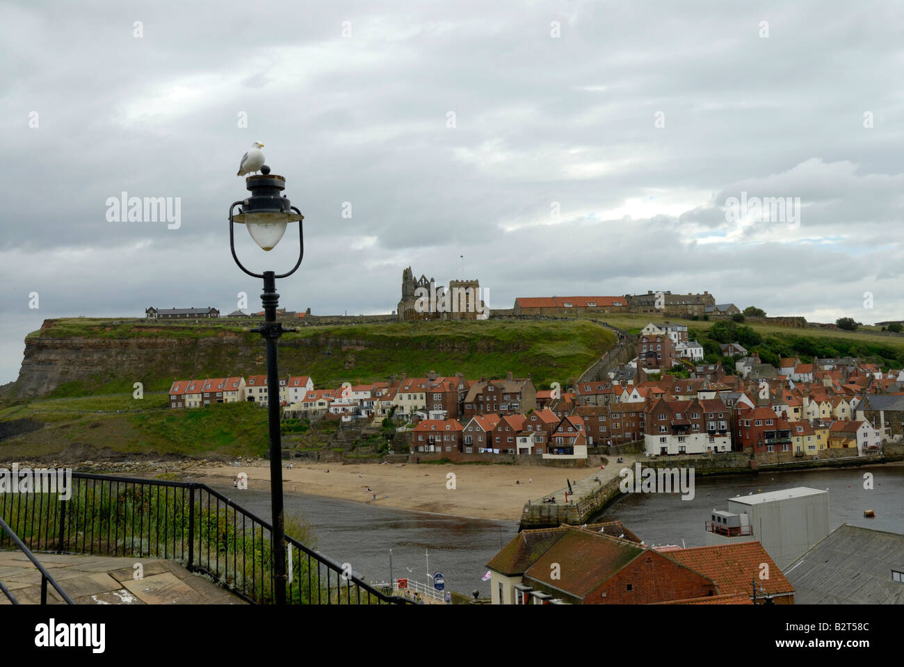 Whitby Abbey from the top of west cliff Stock Photo