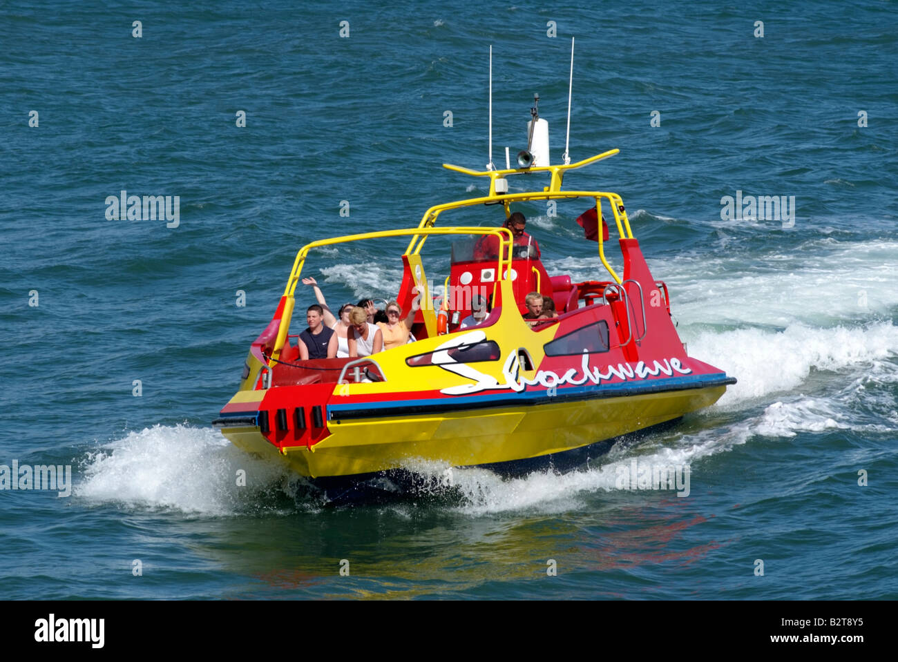 Shockwave speedboat ride of the beach at Bournemouth southern England ...