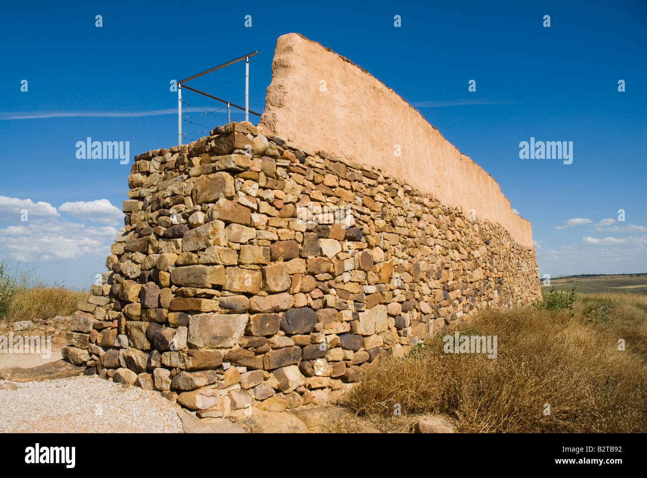 Reconstruction of walls in Ruins of NUMANTIA near Garray SORIA PROVINCE Castile and Leon region SPAIN Stock Photo