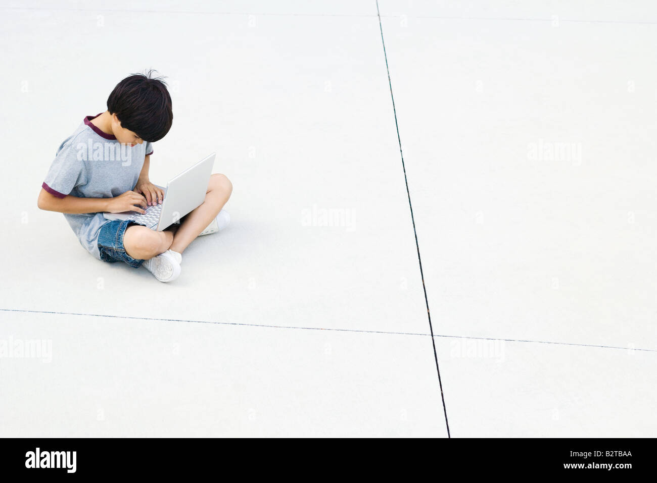 Boy Sitting Cross Legged On The Ground Using Laptop High Angle View Stock Photo Alamy Boy Sitting Cross Legged On The Ground Using Laptop High Angle View Stock Photo Alamy