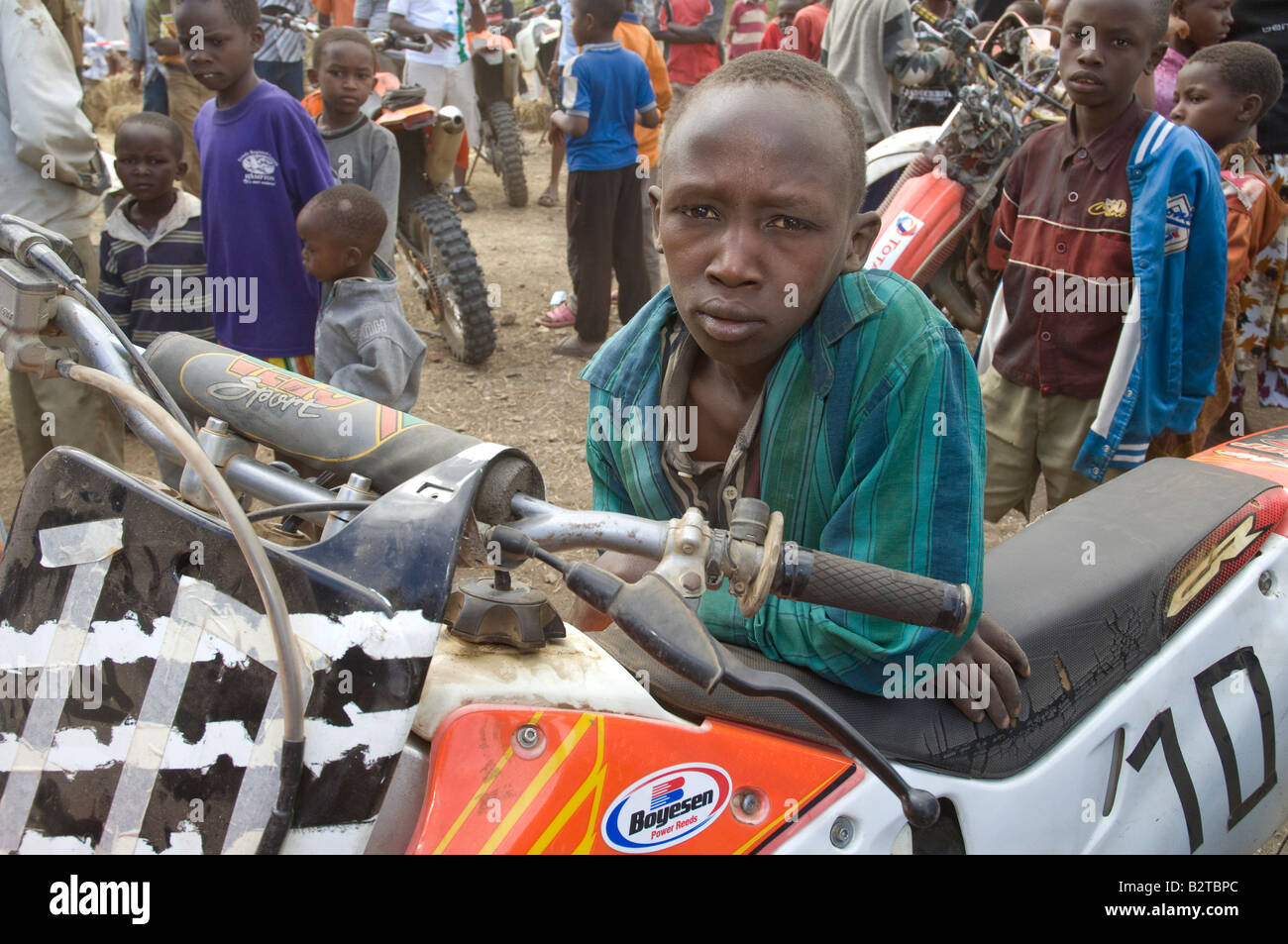 Curious fan, 2nd Tanzanian Motocross Championship 2007 in Arusha, Tanzania Stock Photo