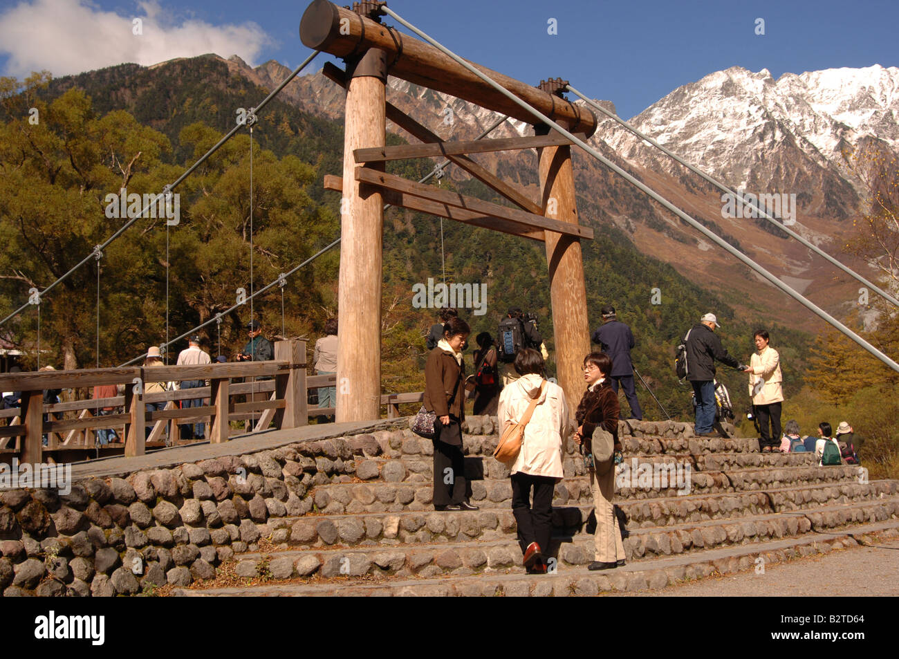 Kappa-bashi over Azusa gawa Kamikochi Japan Stock Photo