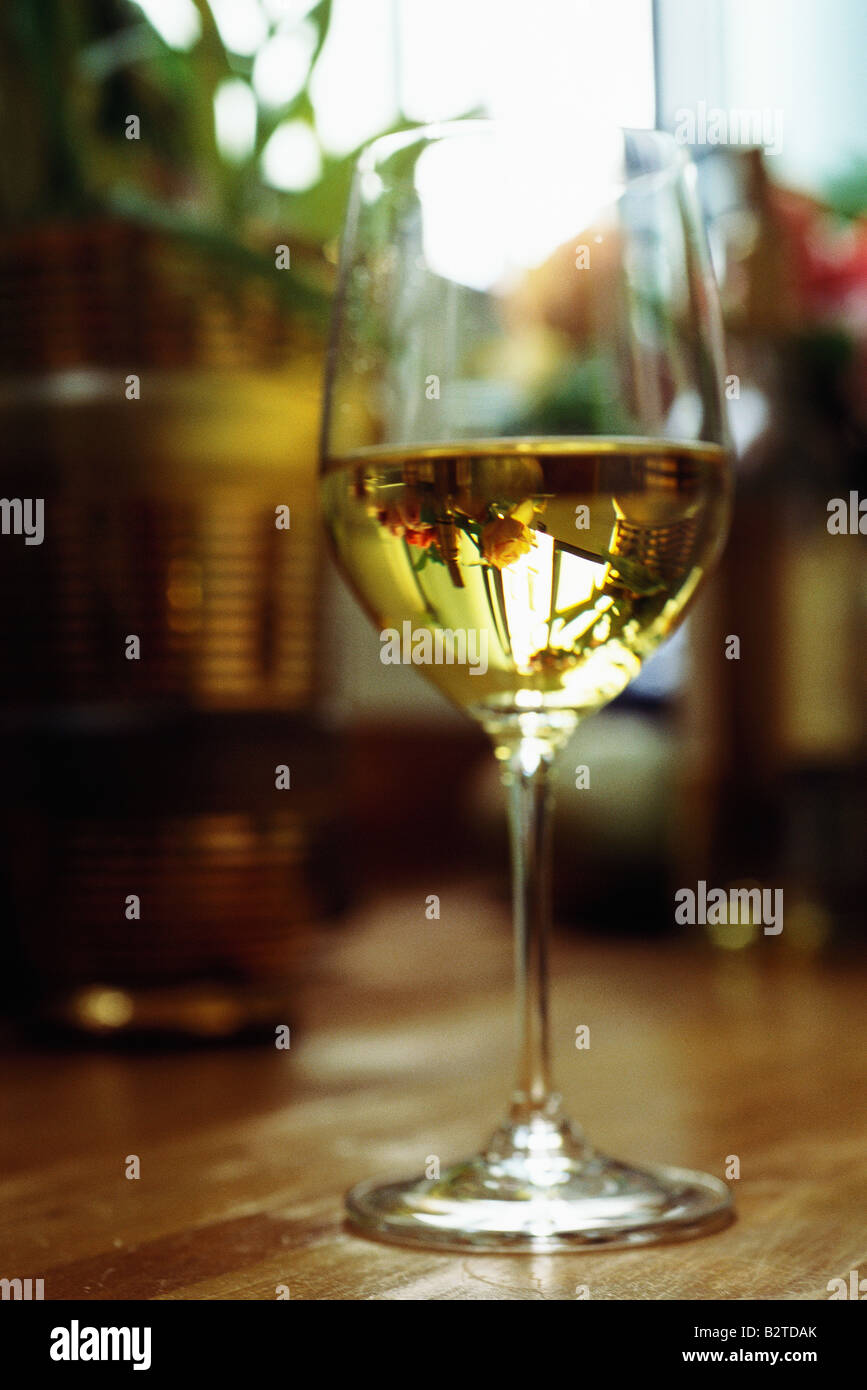 White wine in glass Stock Photo