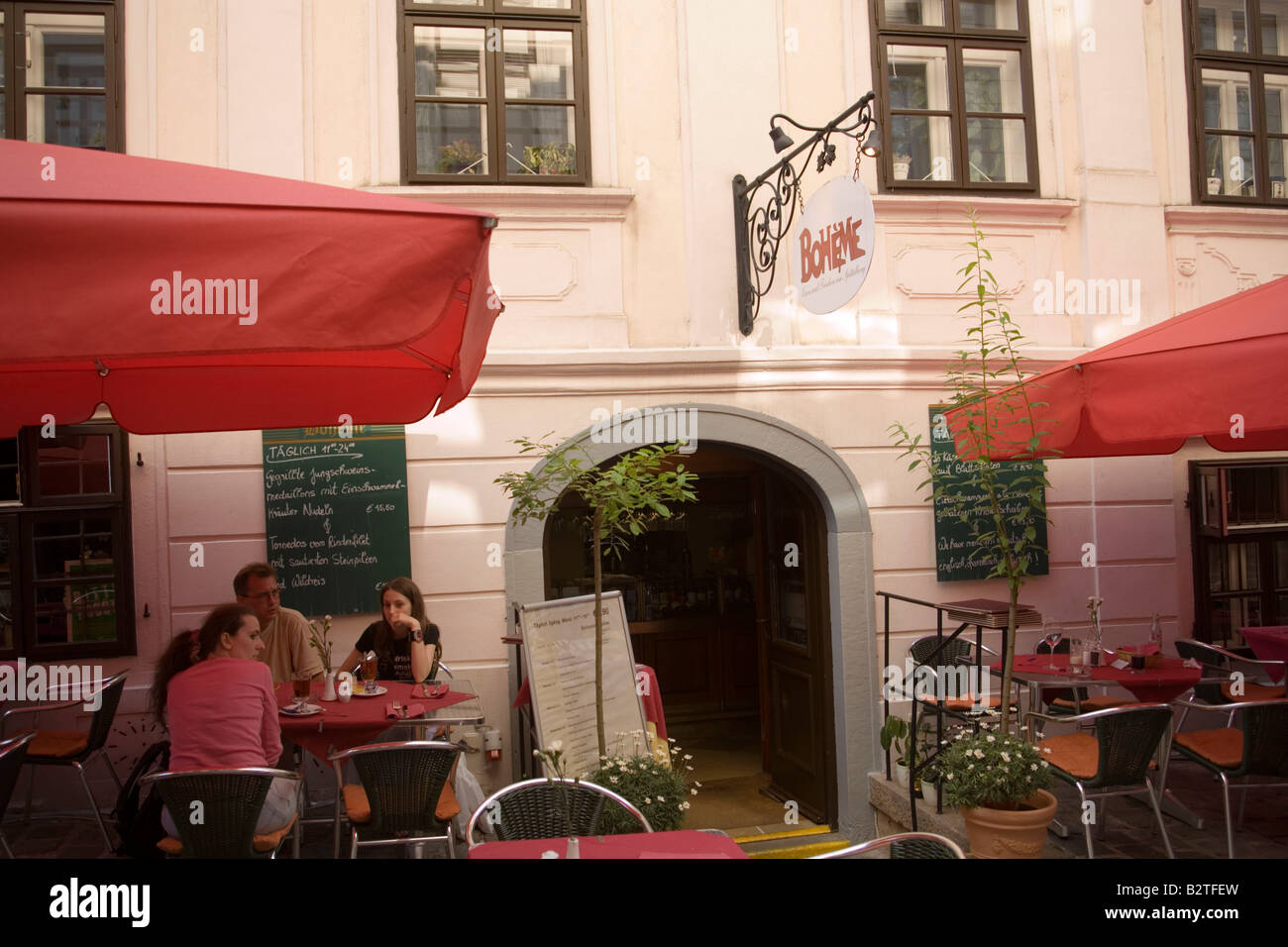 People in Restaurant, Spittelberg, Vienna, Austria Stock Photo