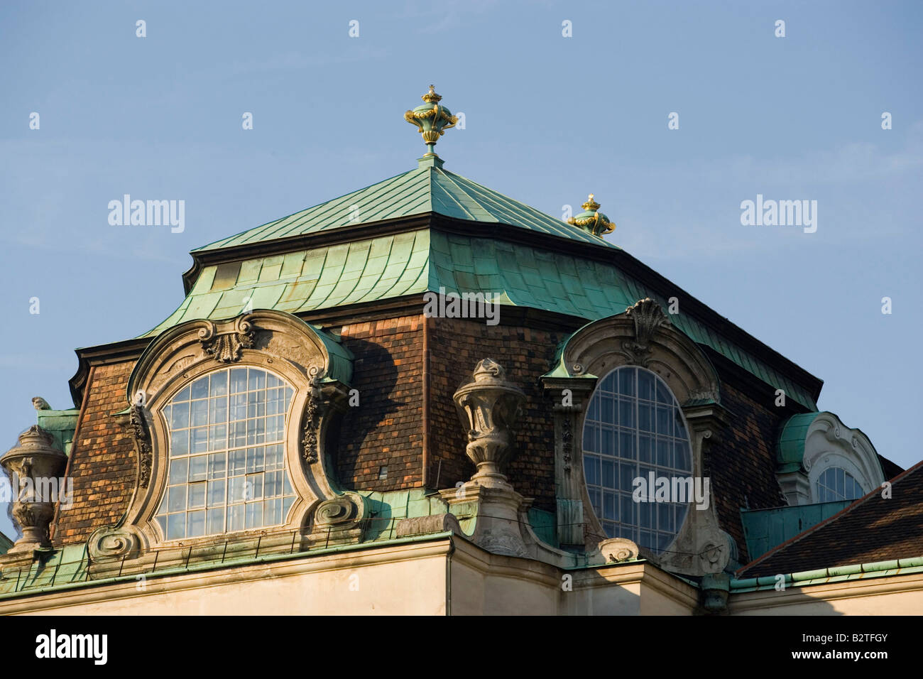 Detail of the Austrian National Library's roof, Square Josefsplatz, Alte Hofburg, Vienna, Austria Stock Photo