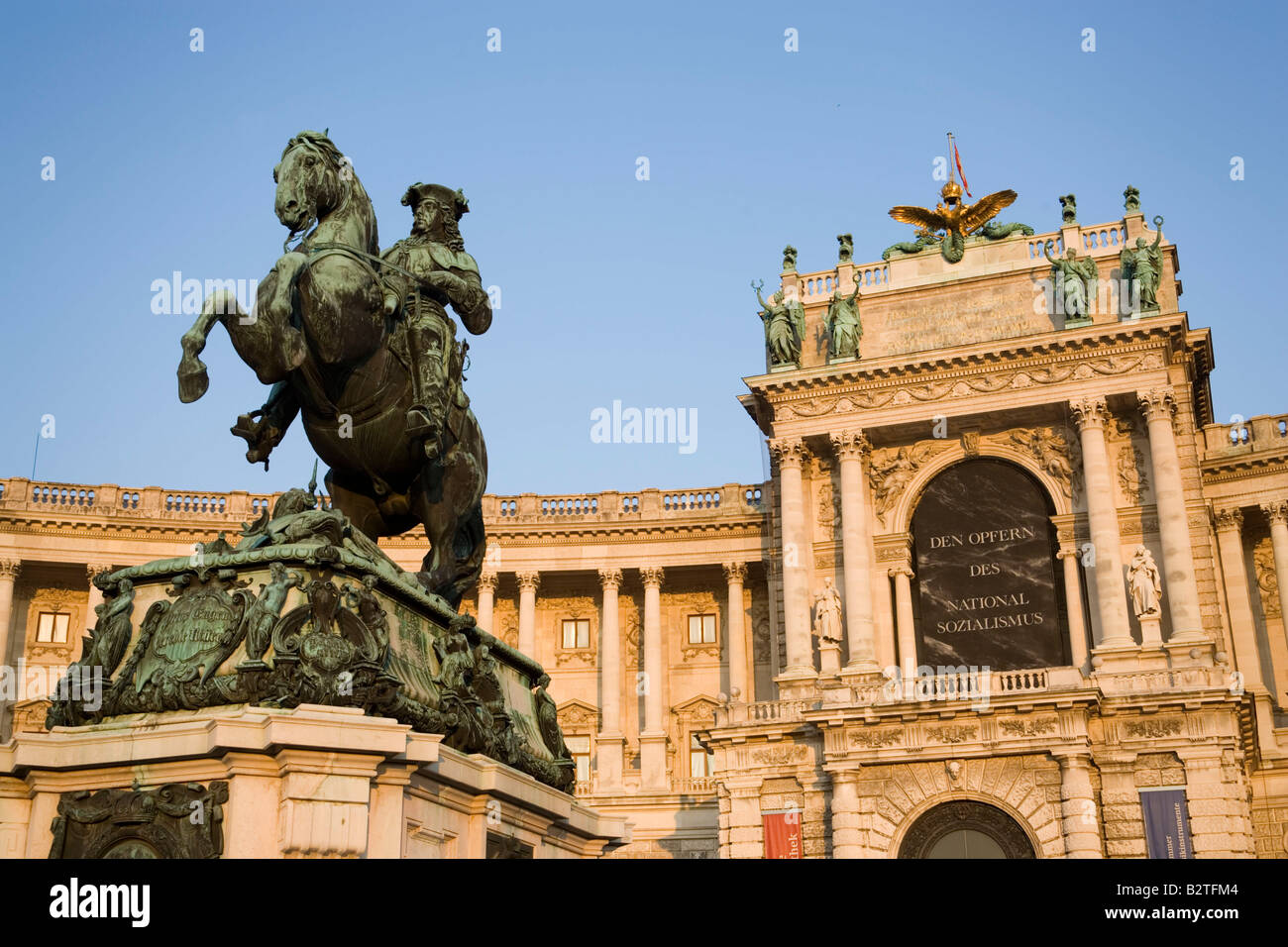 Prince Eugene of Savoy Statue in front of Neue Hofburg, Vienna, Austria Stock Photo