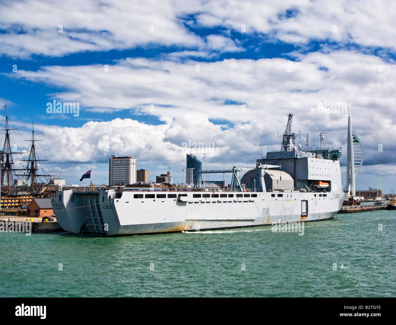 RFA Largs Bay L3006 moored in Portsmouth Harbour England UK Stock Photo