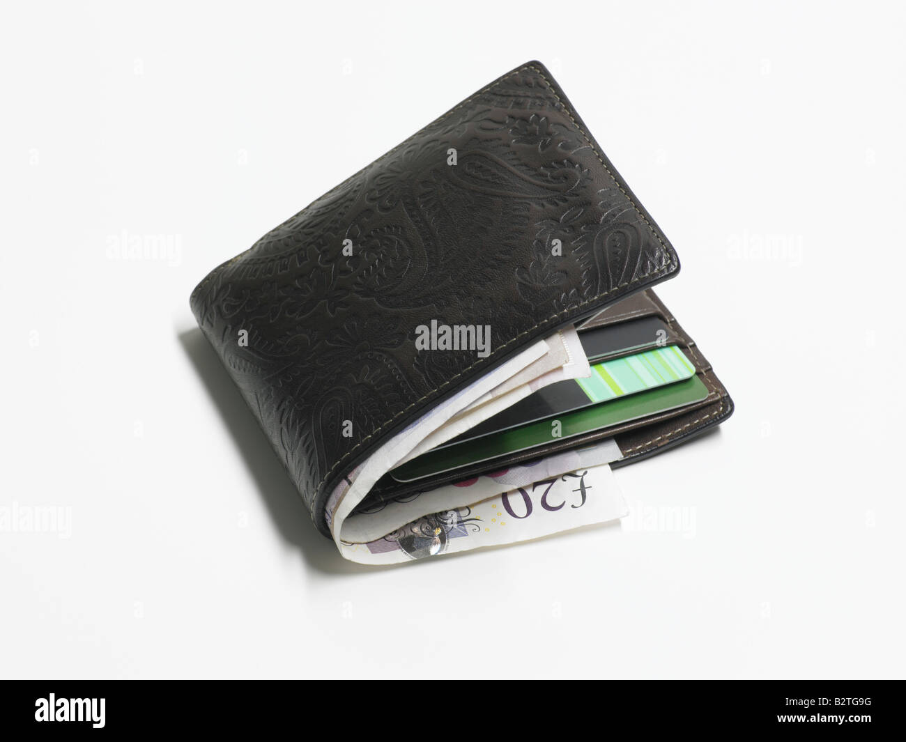 bulging wallet with Stirling currency Stock Photo
