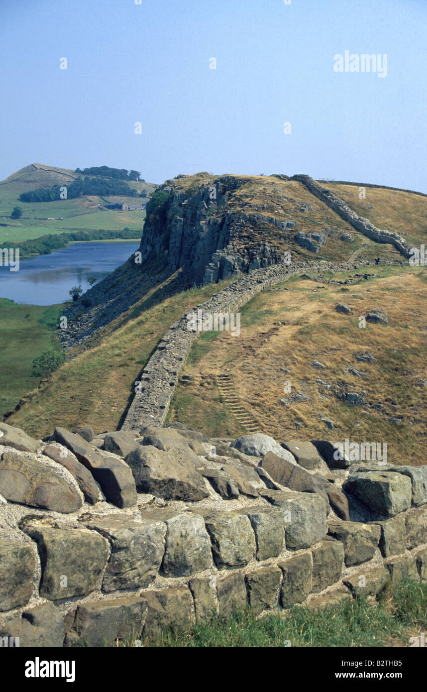 Hadrian's Wall, roman defense wall near Housesteads, Northumberland ...