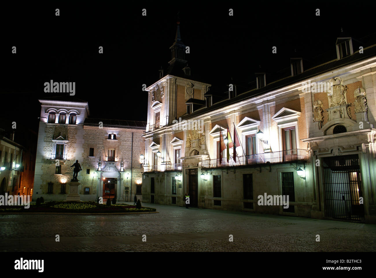 Madrid town hall, in Plaza de la Villa, by night Stock Photo